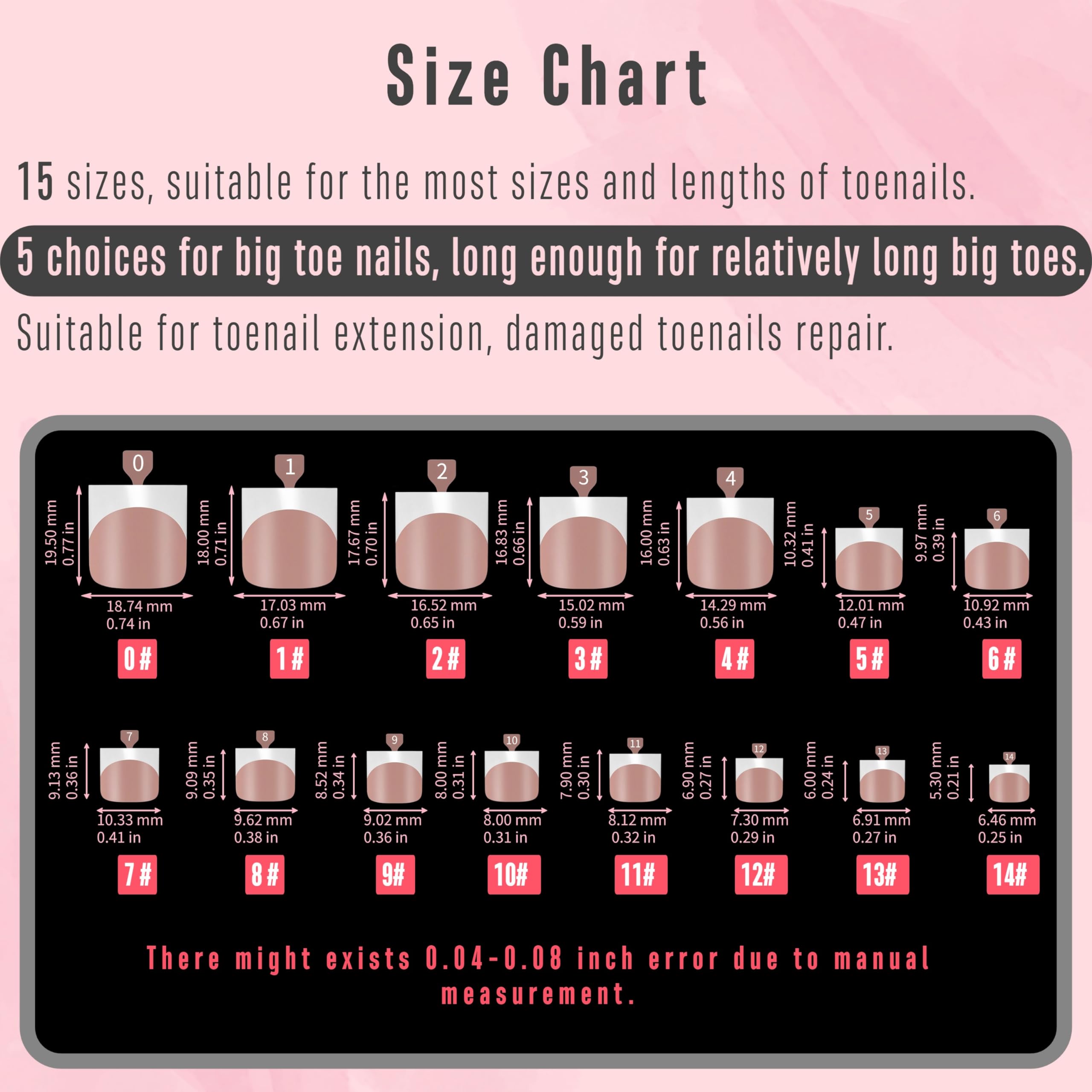 NOVO OVO French Tip Toe Nail Tips Press on, Sharp Square Pre-Designed Soft Gel False Toenail Extension, BROWN PINK Pre-applied T