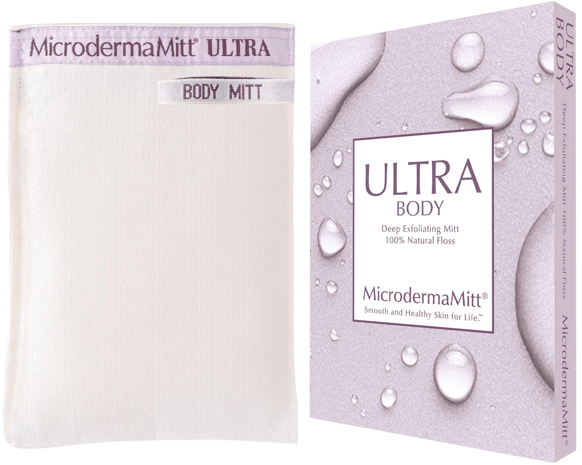 MicrodermaMitt ULTRA Exfoliating Mitt - The Ultimate Deep Exfoliating Body Scrubber Kese Glove - Keratosis Pilaris, Strawberry S
