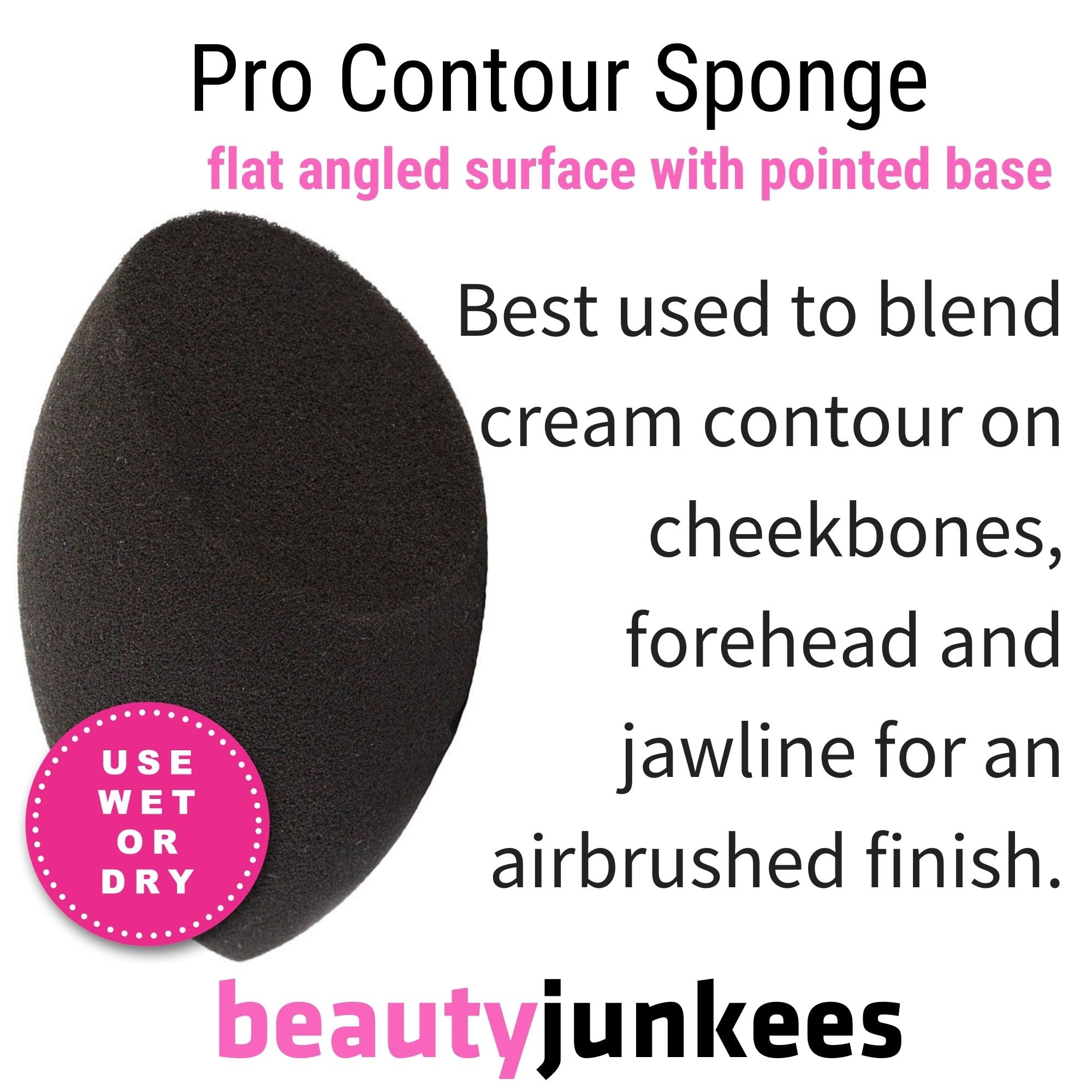 Beauty Junkees Makeup Sponge Blender - Black Contour Makeup Blender Sponge, Liquid Cream Powder Foundation Blending Sponges, Mak