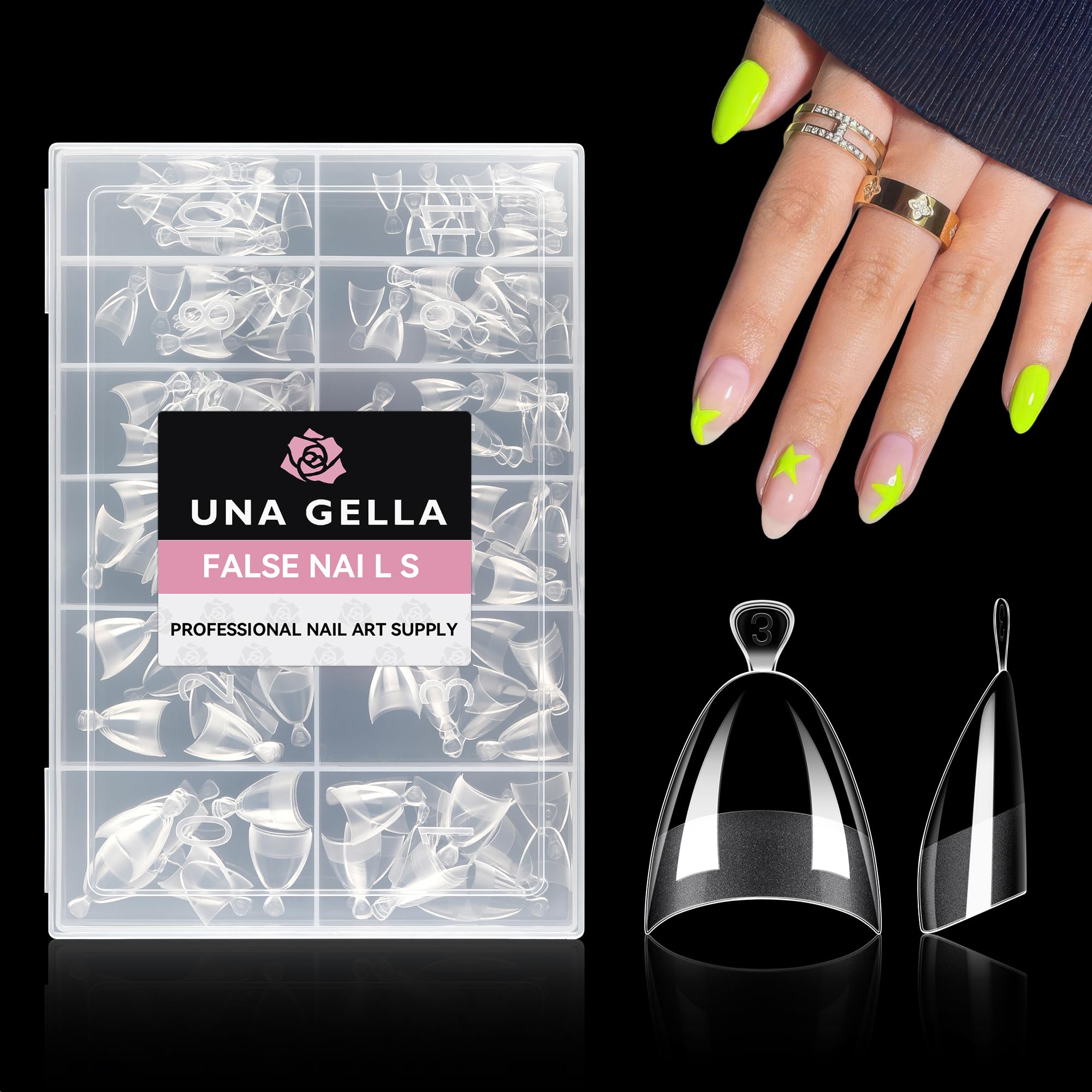UNA GELLA Extra Short Almond Nail Tips Half Cover - Soft Gel Short Almond Shape Nail Tips Matte 216pcs Clear Gelly Almond Gel x 