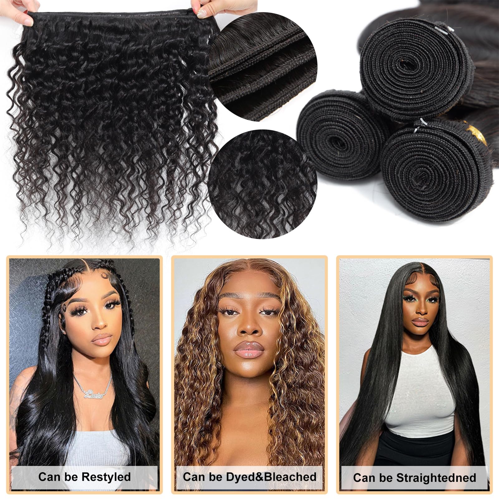 12A Brazilian Virgin Deep Wave Hair 3 Bundles With Closure (22 24 26+20''Closure) 100% Unprocessed Virgin Brazilian Pineapple Wa