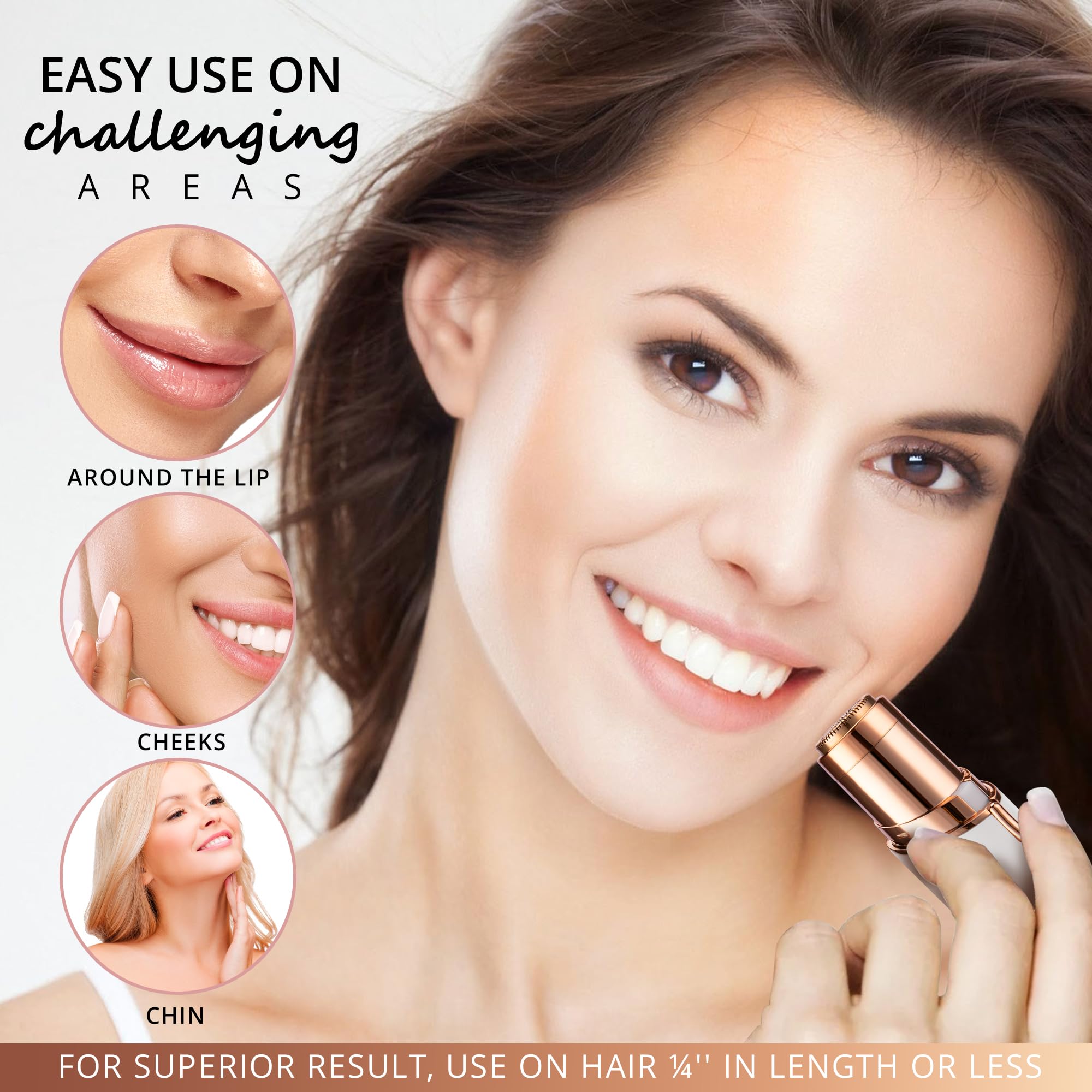 Profeir Facial Hair Removal For Women: Rechargeable Hair Removal Device - Painless Face Shaver For Women Upper Lip Chin (White)