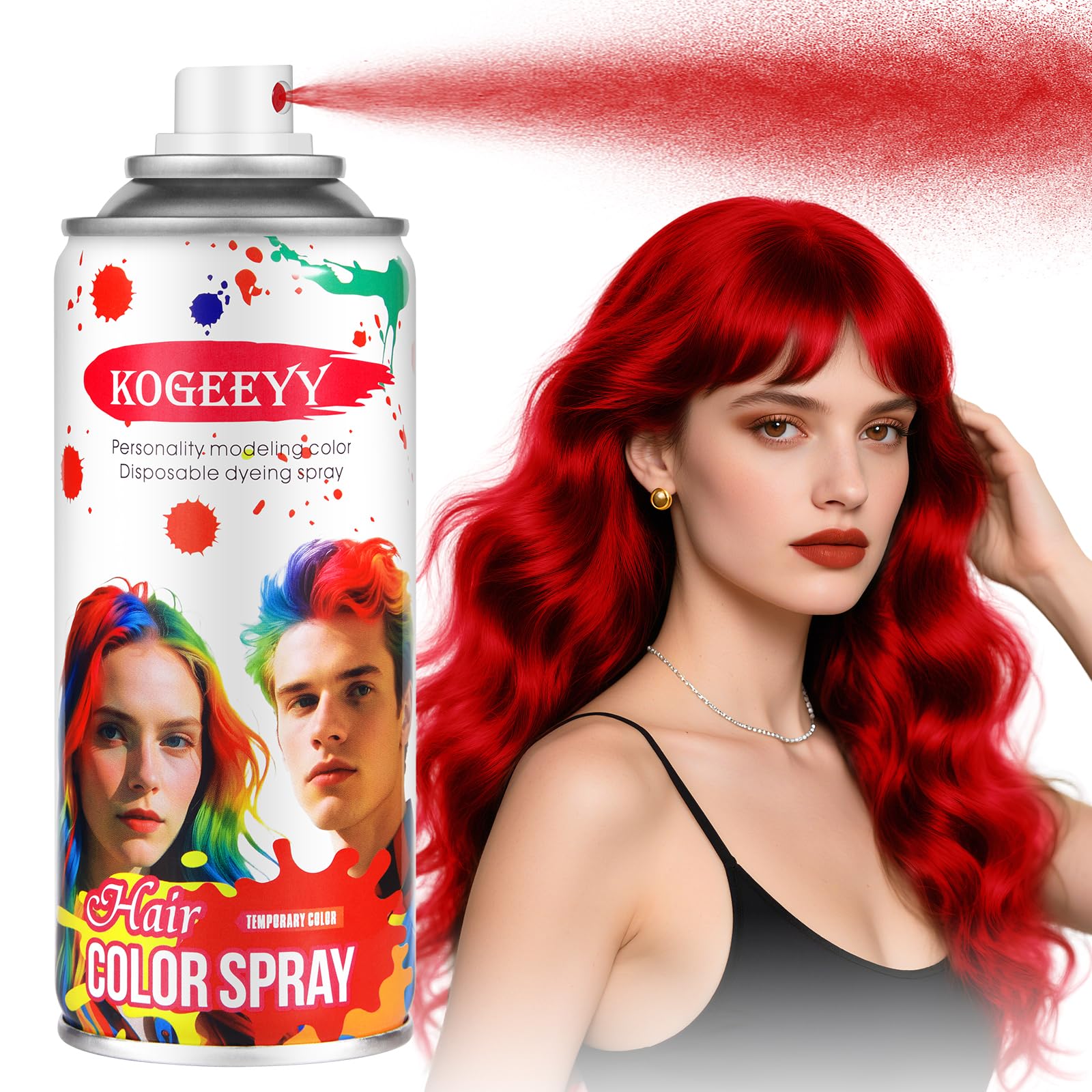 Red Hair Spray Temporary Hair Color Spray for Kids Women Men (Red,120ML)