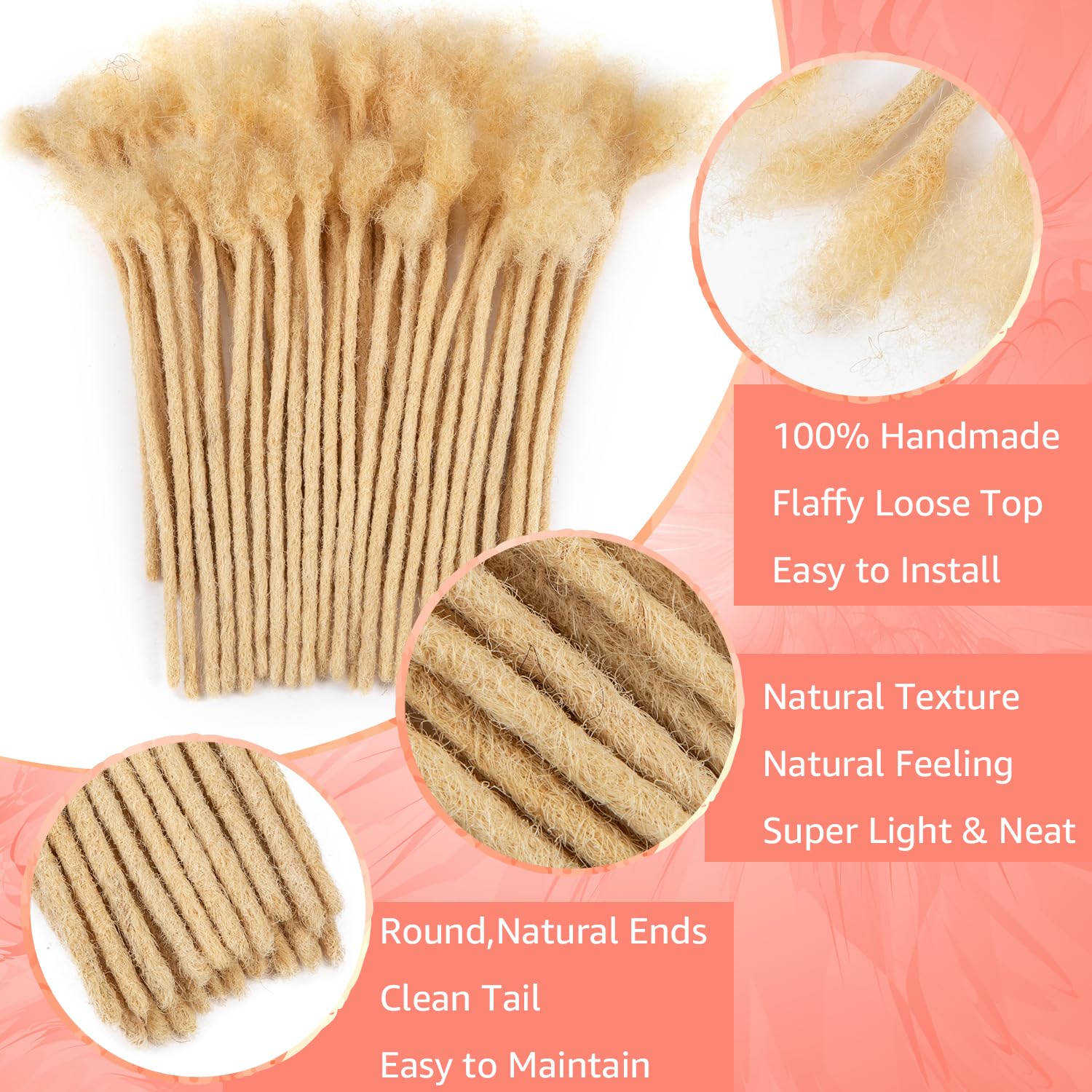 Teresa Small 0.4Cm And Medium 0.8Cm 100% Human Hair Dreadlock Extensions For Men/Women/Kids Permanent Loc Extensions Human Hair