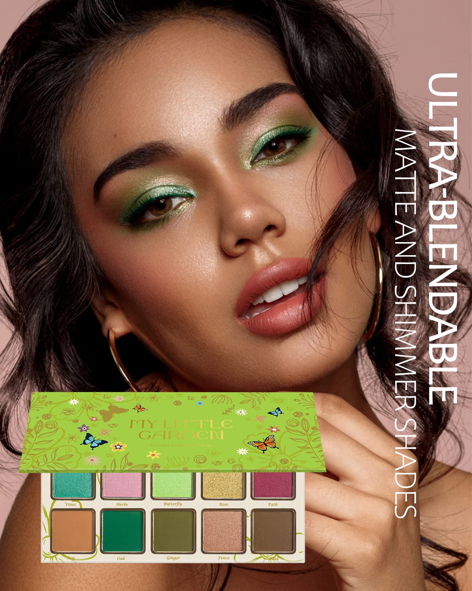 Maki Yika Green Eyeshadow Palette 10 Color Bright Emerald Olive Green Eye Shadow Shimmer Matte High Pigmented Long Lasting Glitt