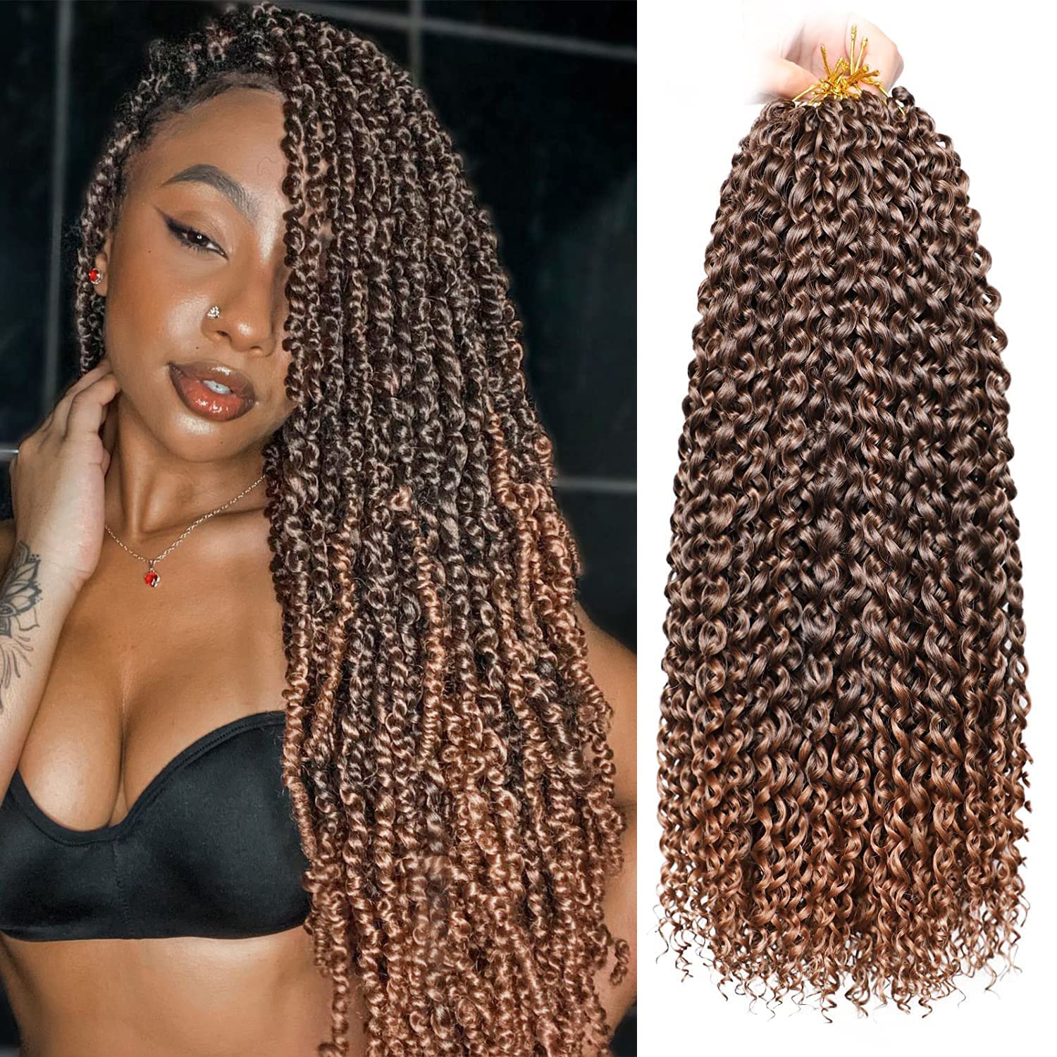 Passion Twist Hair 18 Inch 8 Packs Water Wave Crochet Hair For Black Women Passion Twists Braiding Hair Long Bohemian Spring Twi