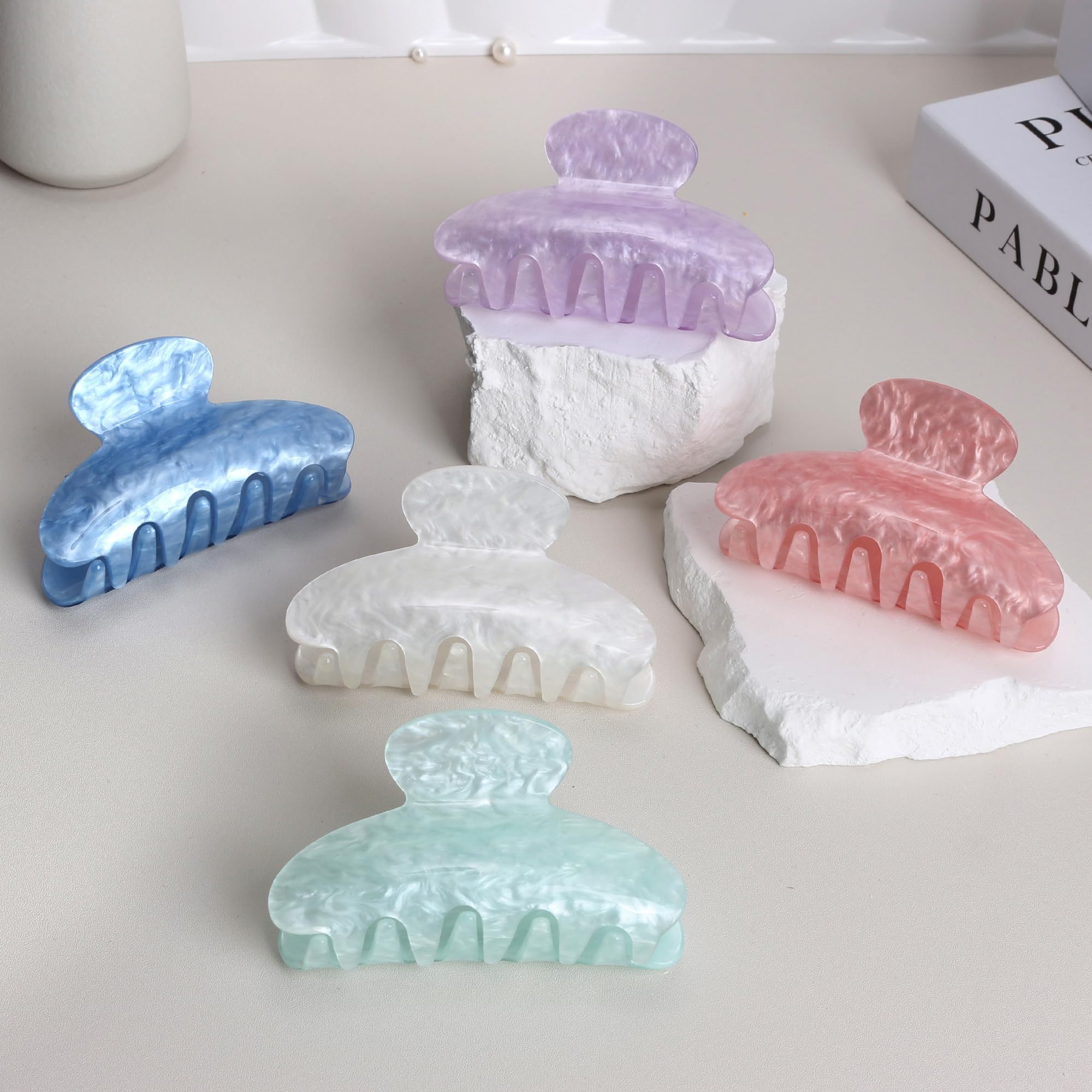 VRbeatter 5Pcs Hair Claw Clips Medium Hair Clips for Thick/Thin Hair Strong Hold Non-slip Hair Jaw Clamp Styling Hair Accessorie