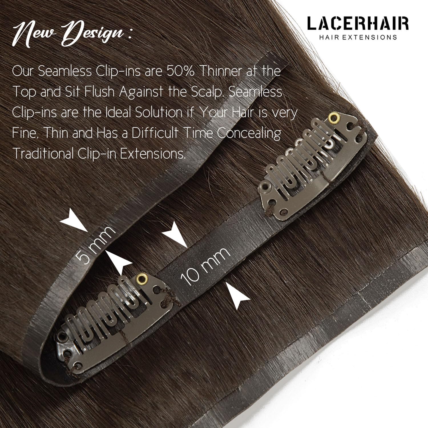 Lacer Hair Clip In Hair Extensions Real Human Hair Big Secure Clip In Hair Extensions Human Hair 18 Inch Seamless Pu Weft 7Pcs 1