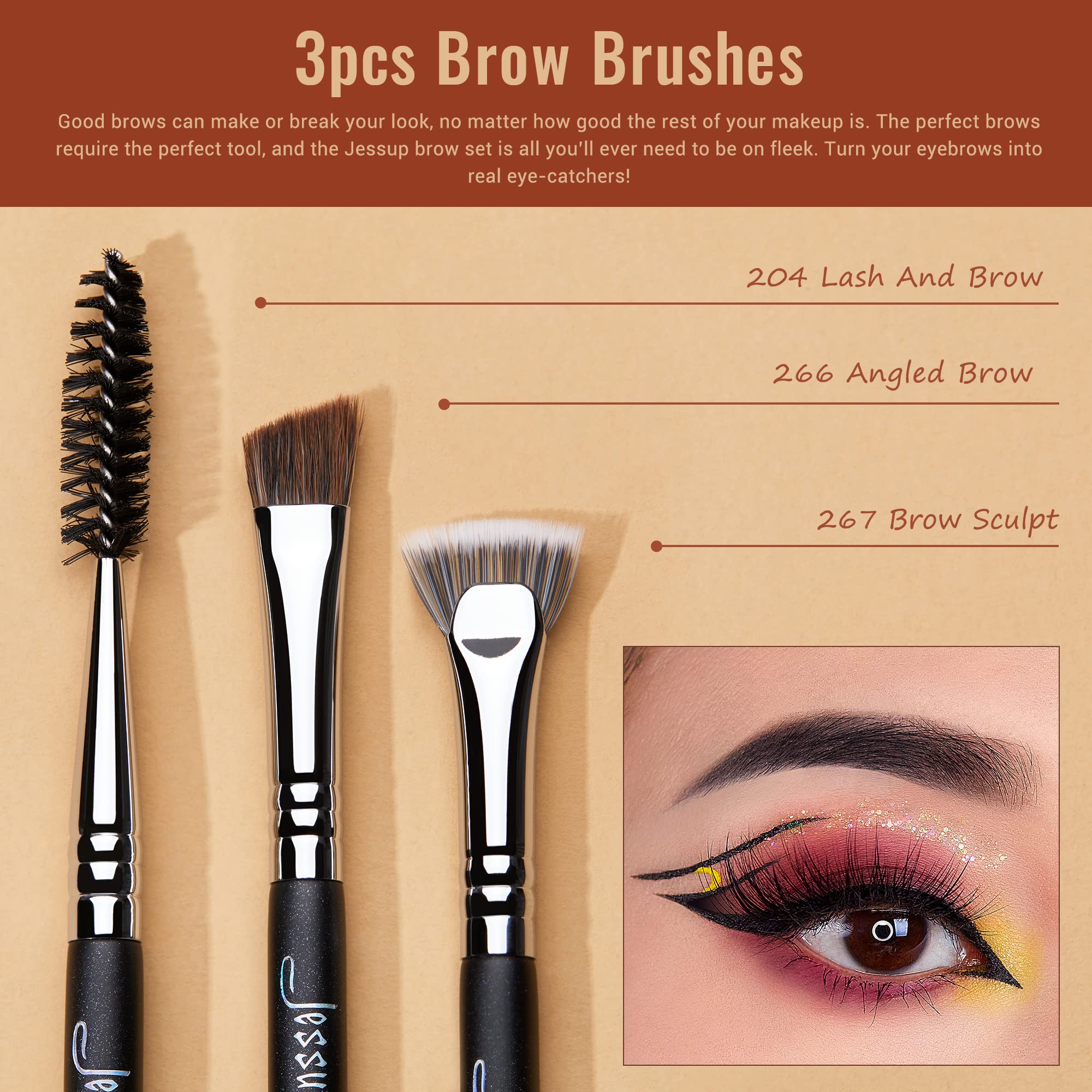 Jessup Eye Makeup Brushes Set Professonal 28Pcs Premium Synthetic Eyeshadow Brush Eyeliner Brush Eyebrow Brush Blending Brush Fo
