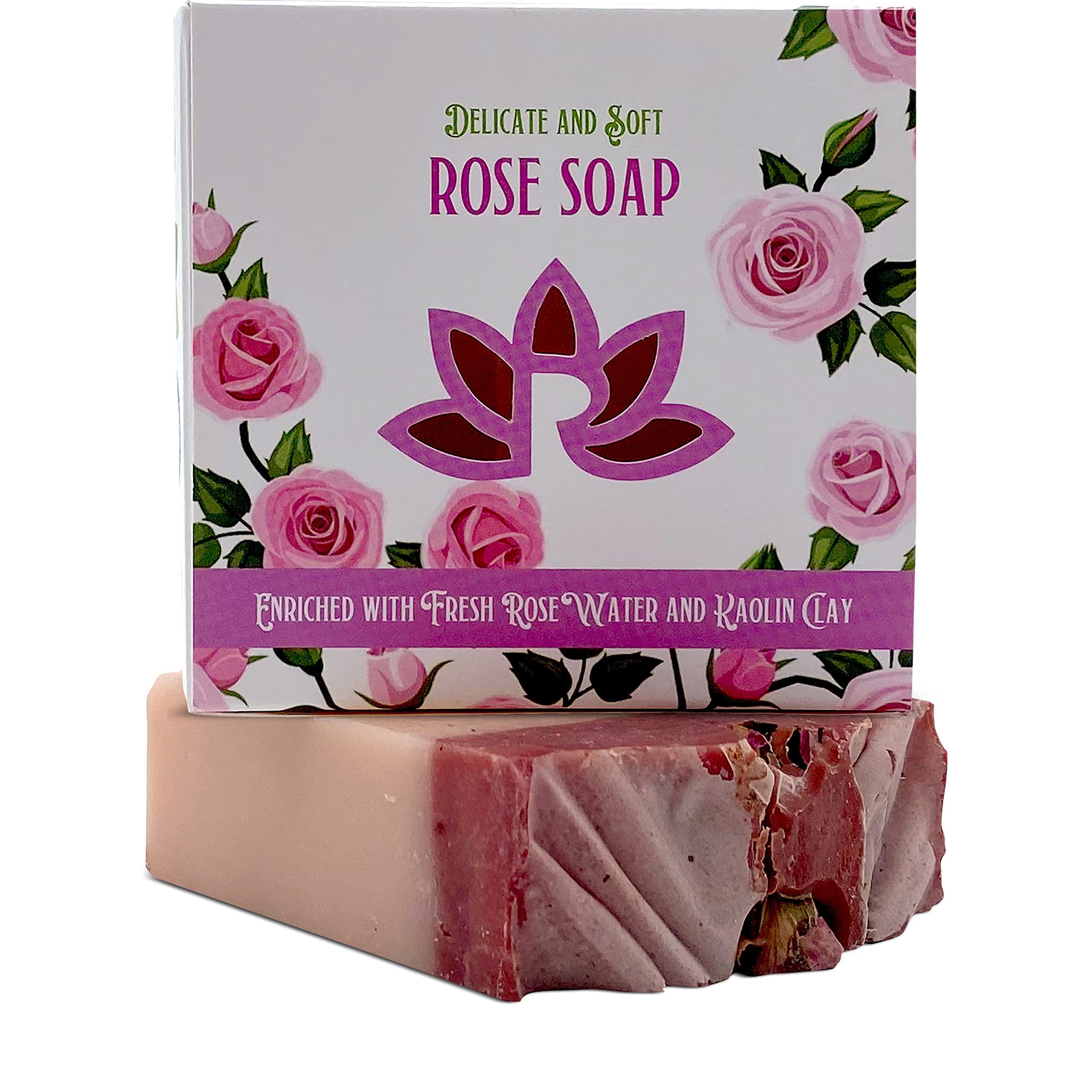 Relaxcation Rose Natural Soap Bar Gentle And Luxuries Soap With Fresh Rose Water, Kaolin Clay, Moisturizing Coconut Oil - Gentle