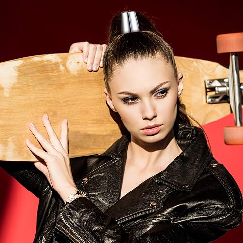 3 Pieces Metal Circle Hair Cuff Elastic Hair Band Hair Ties Ponytail Holder Hair Rope Accessory For Women Girls, 3 Styles (Silve