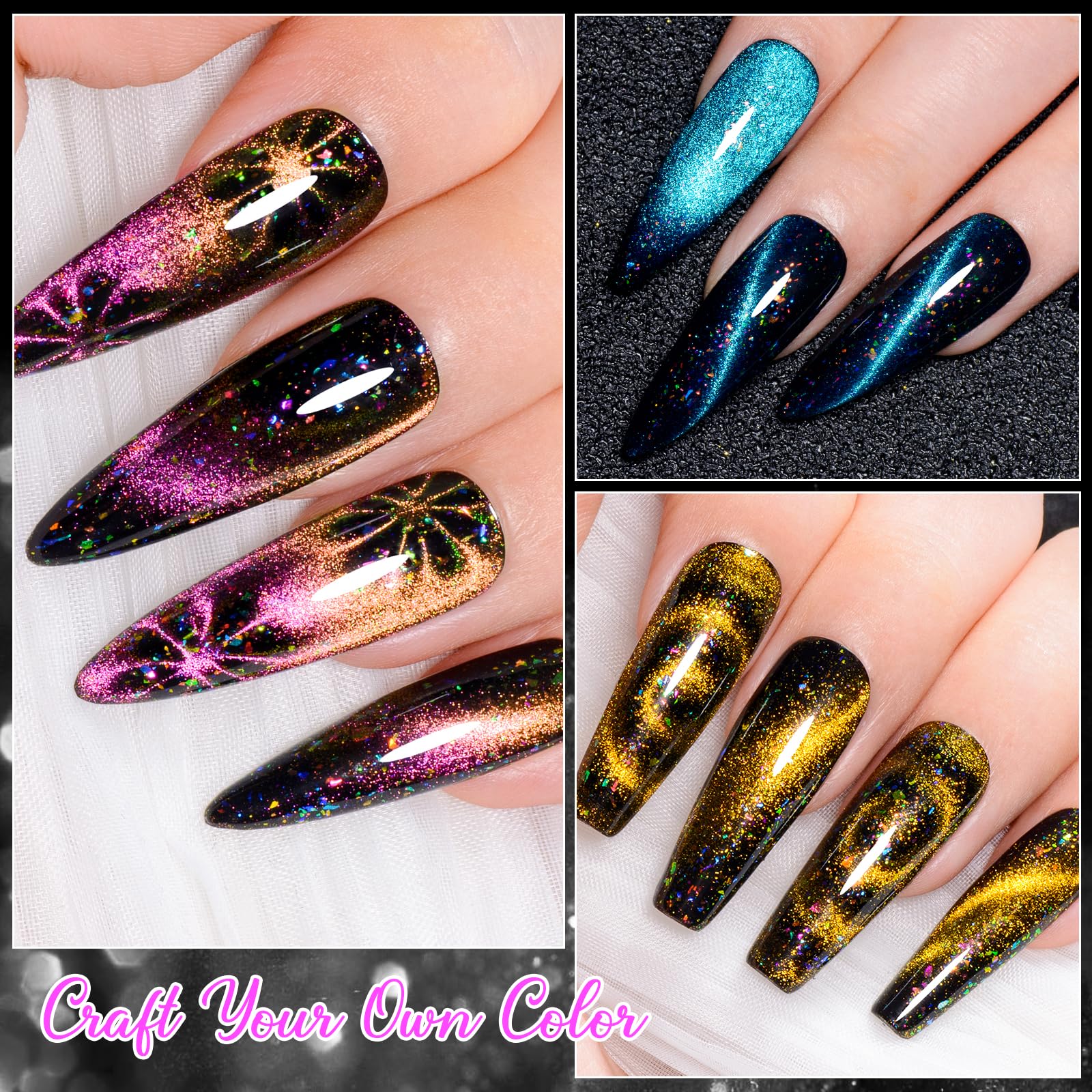 Meet Across Colorful Clouds Cat Eye Gel Nail Polish Set Soak Off Uv Led Light Manicure Nail Art Gift Kit 6 Colors With Free Magn