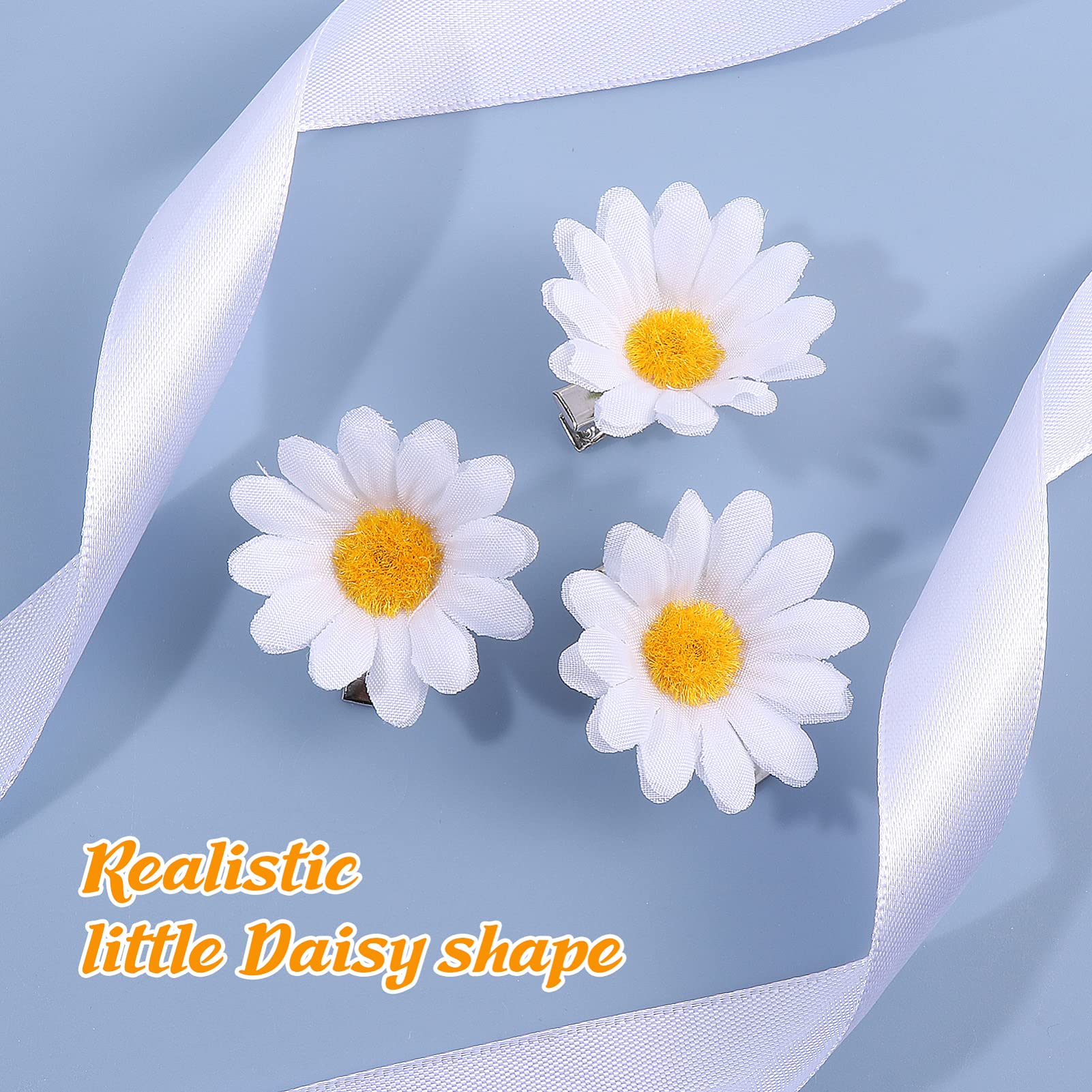 Beaupretty 10pcs Little Daisy Barrettes Flower Wedding Hair Pins Bridal SunFlower Alligator Hair Clips for Girls (White)