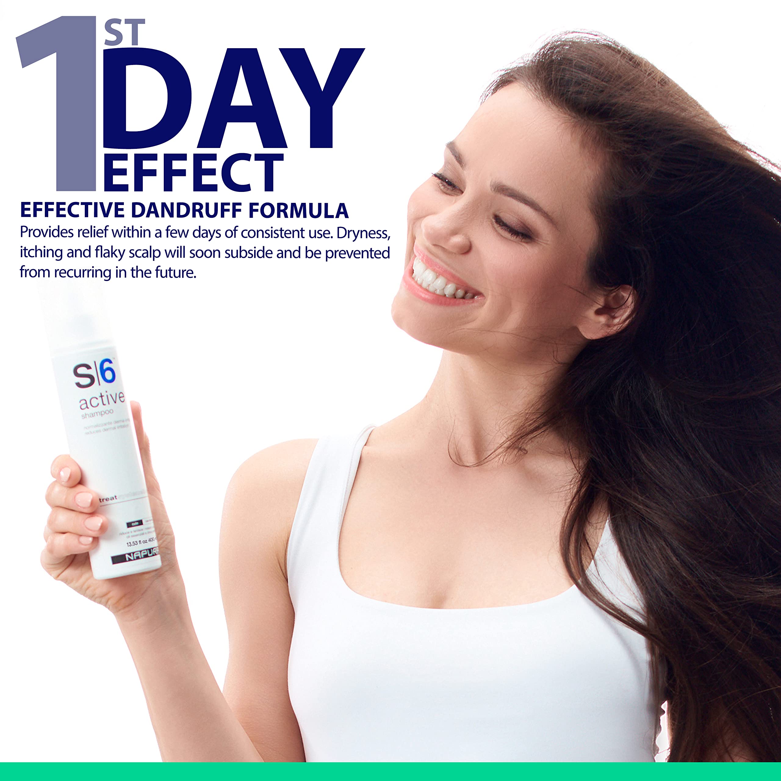 NAPURA S6 Anti Dandruff Shampoo with Tea Tree Oil, 1% Zinc and 1% Salicylic Acid - Natural Itchy Scalp Treatment (6.76 fl oz) fo