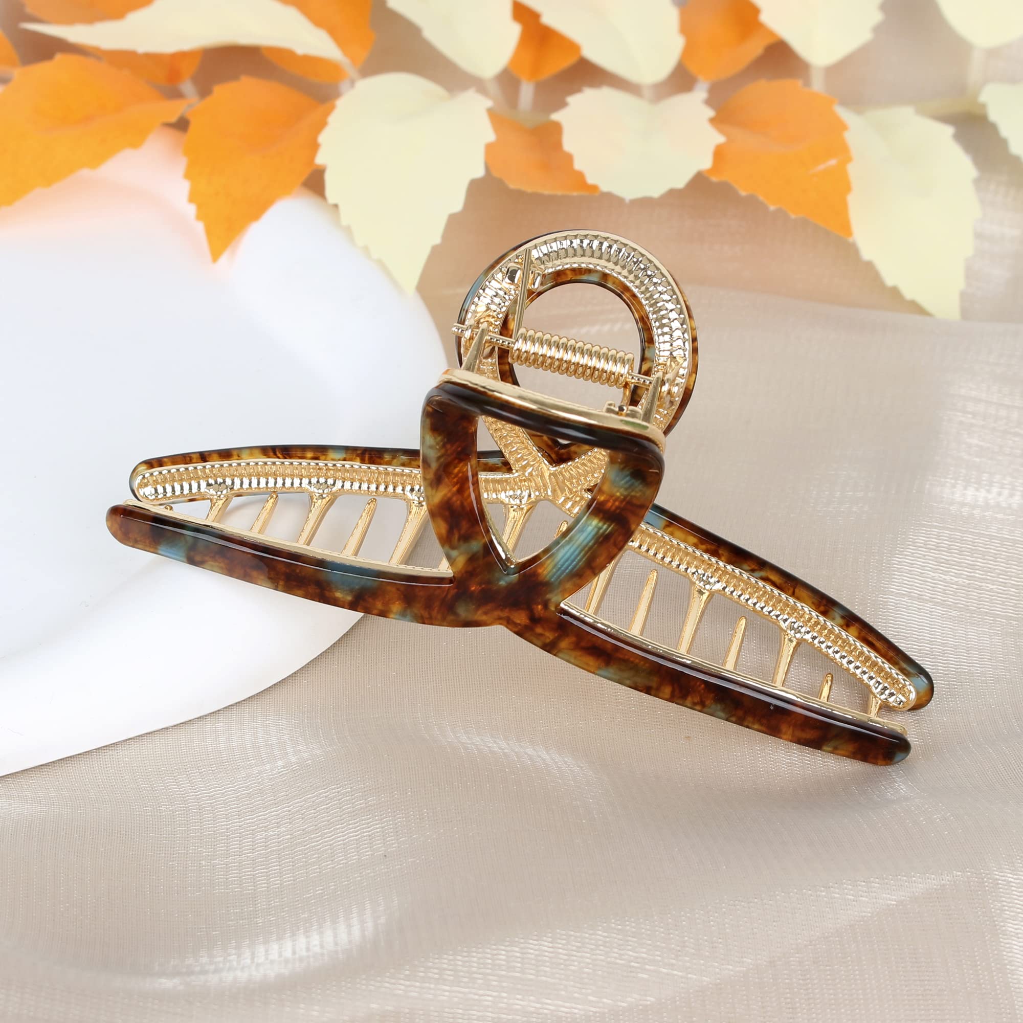 Big Hair Claw Clips Metal Hair Claw for Women Butterfly Hair Claw for Girl's Brown Acetate Hair Clamps Strong Hold Hair Claw 4.7