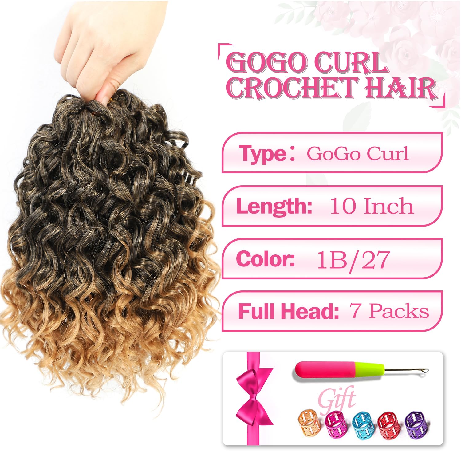 Gogo Curl Crochet Hair 10 Inch Short Curly Crochet Hair For Black Women Beach Curl Water Wave Curly Crochet Braids Hair, Deep Wa
