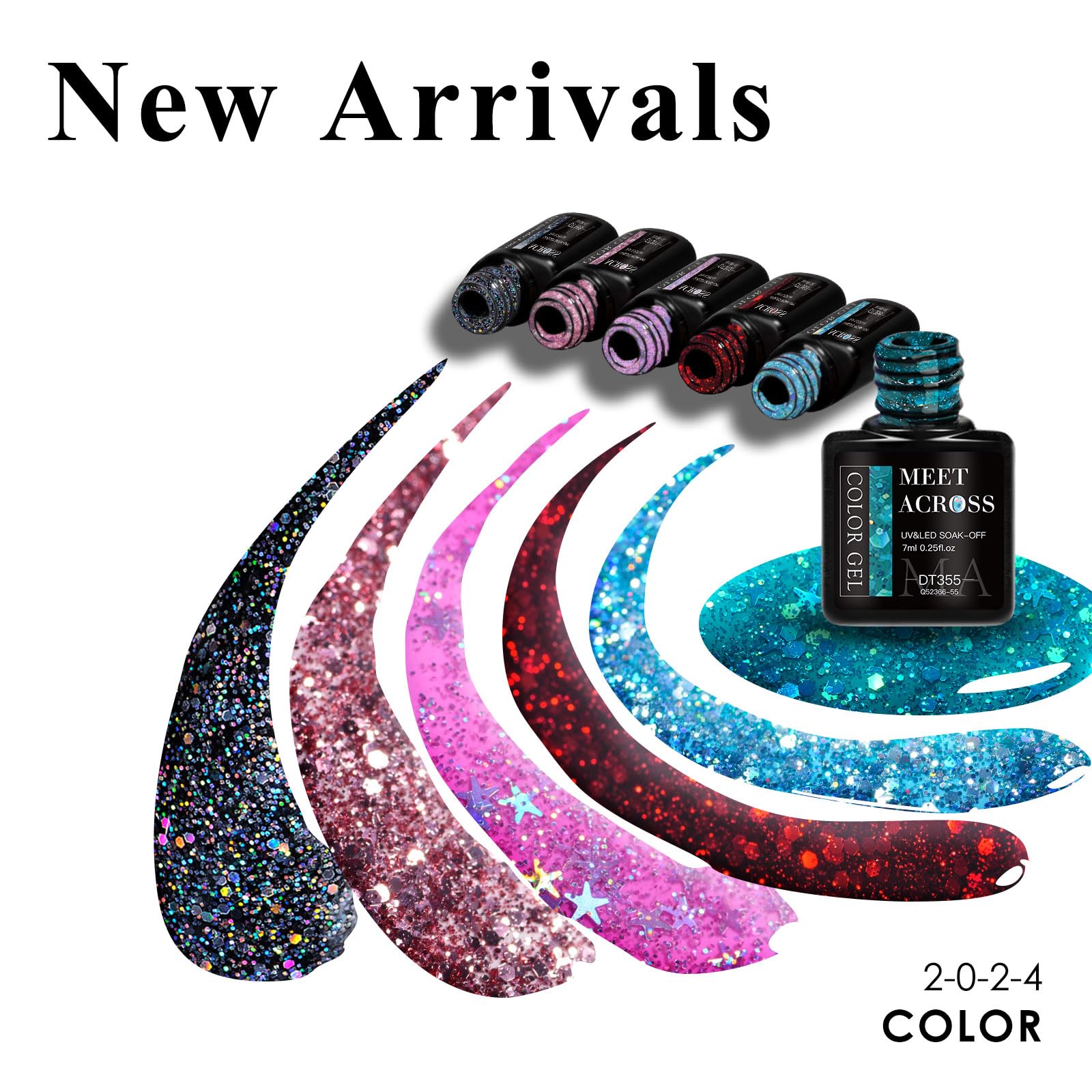 Meet Across Gel Nail Polish Set, 8Pcs Glitter Gel Nail Polish Kit, Soak Off Uv/Led Nail Polish Nail Art Design Salon Home Gifts