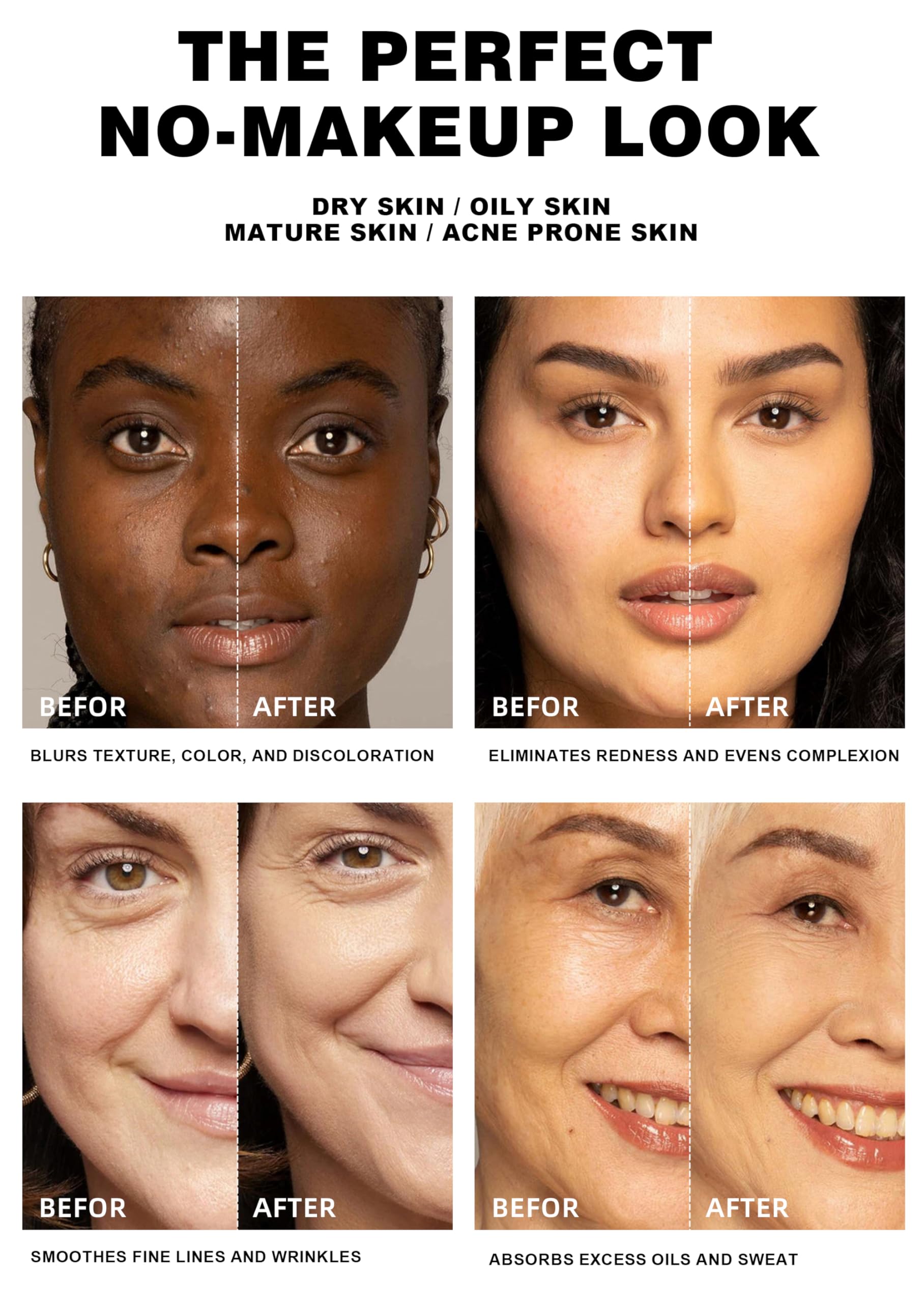 Easilydays Poreless Face Blurring Primer & Oil Control Setting Powder Longwear 3D Blurring Balm, Waterproof Lightweight Flawless