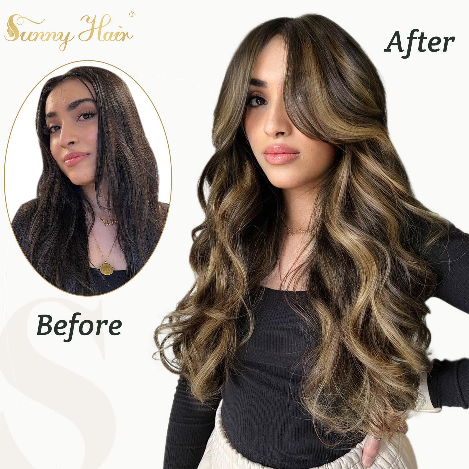 Sunny U Tip Hair Extensions Human Hair #4 Medium Brown Highlights #27 Caramel Blonde Utip Hair Extensions Straight U Tips Real H