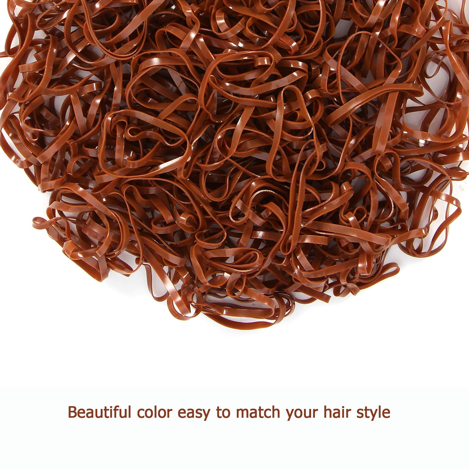 Hoyols Hair Elastic Ties Mini Soft Rubber Bands Ponytail Polyband Braid Holder For Kids Baby Girl 1000 Piece Pack (Caramel) Tpr