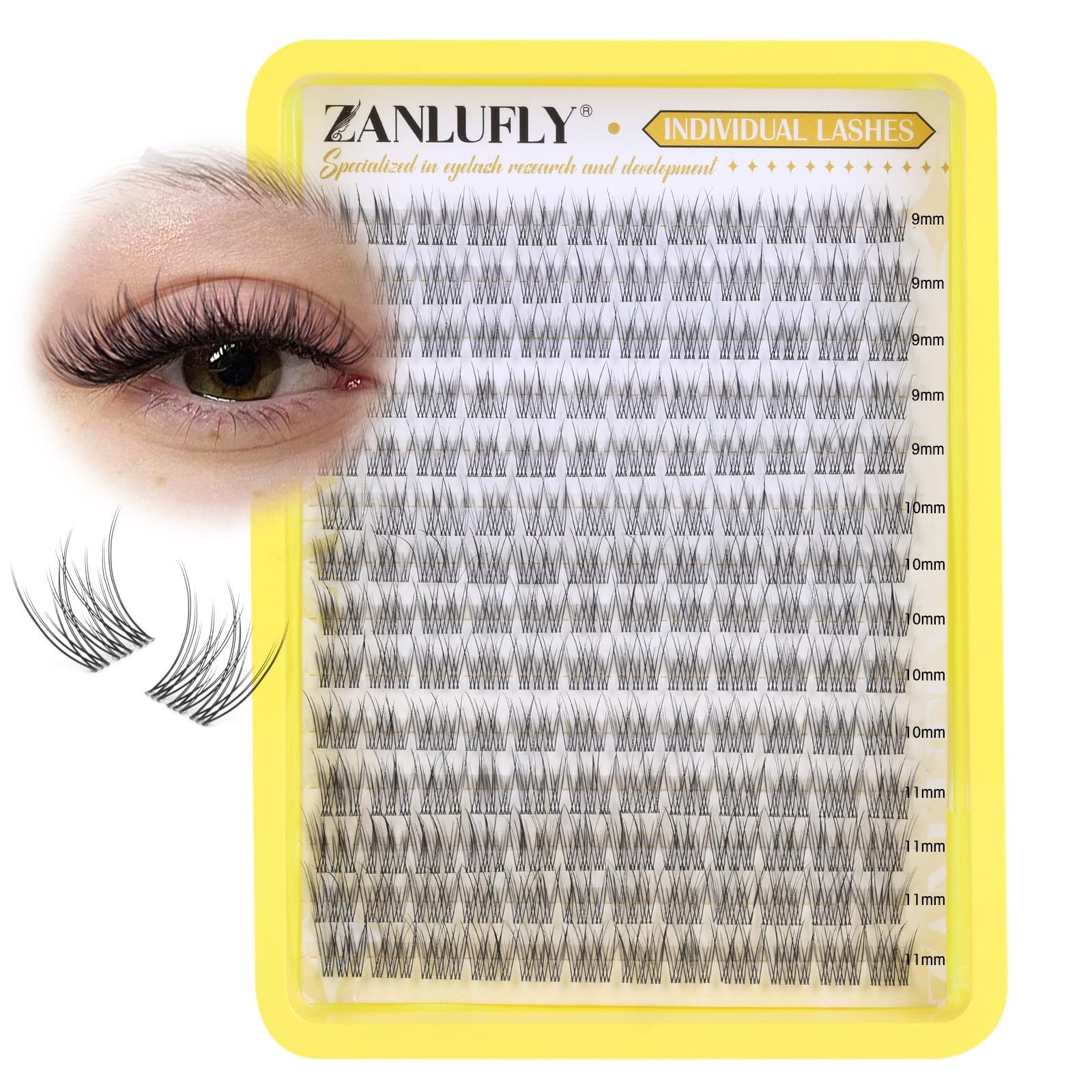 Cluster Lashes Natural Eyelash Clusters CC Curl Eyelash Extension Wispy Individual Lashes Clusters Clear Band ZANLUFLY DIY Lash 