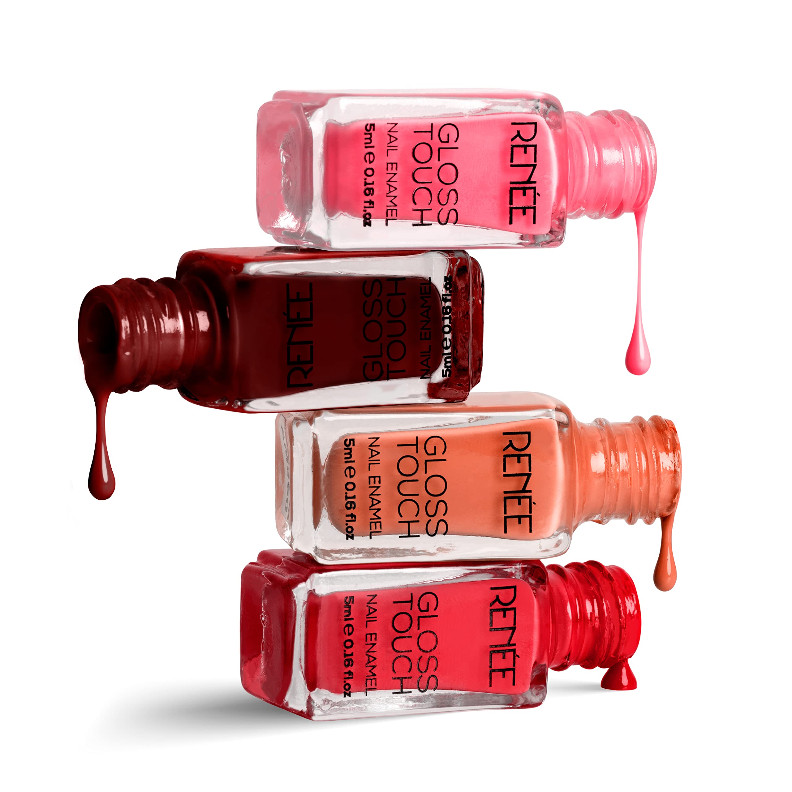 Renee Gloss Touch Nail Paint Set Of 4, Quick Drying Nail Polish, Glossy Gel Finish Nail Kit | Highly Pigmented & Long Lasting Na