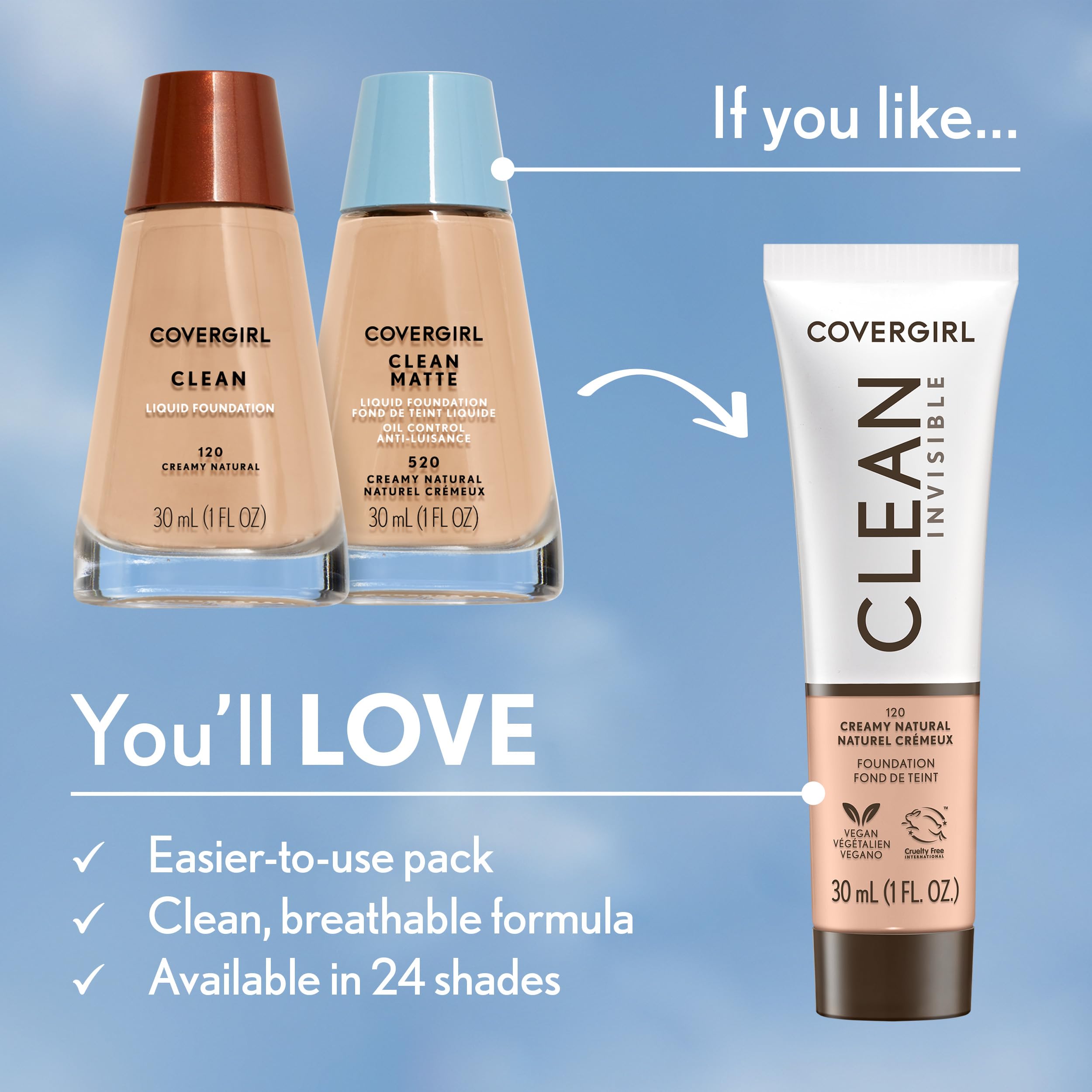 Covergirl Clean Oil Control Liquid Makeup, Creamy Beige 550, 1.0 Ounce Bottle
