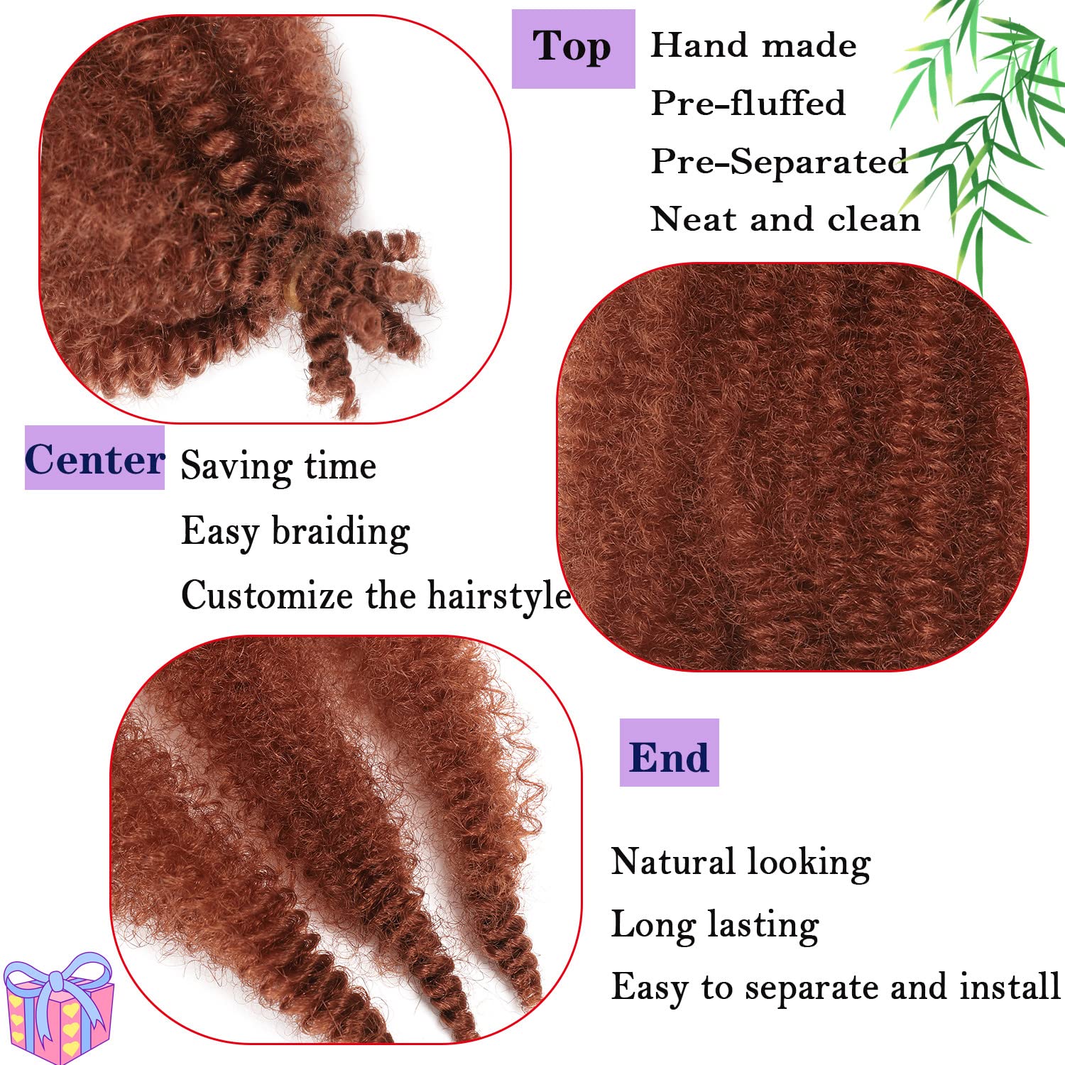 12 Inch Marley Twist Braiding Hair 8 Packs Pre-Separated Springy Afro Twist Hair Extension For Passion Butterfly Locs Kinky Afro
