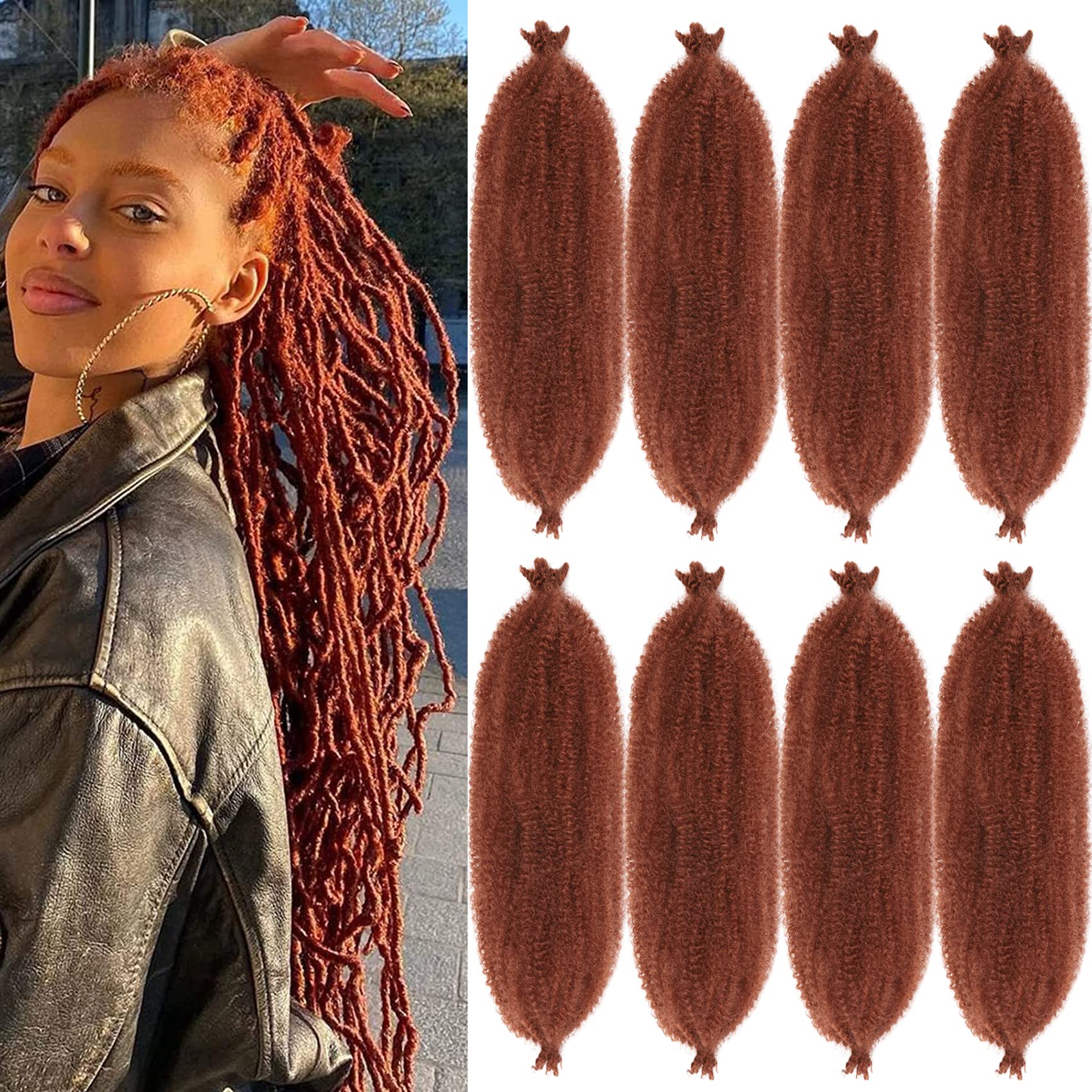 Marley Twist Braiding Hair 24 Inch Pre-Separated Springy Afro Twist Hair 350# Color for Soft Locs Faux Locs, Wrapping Hair Exten