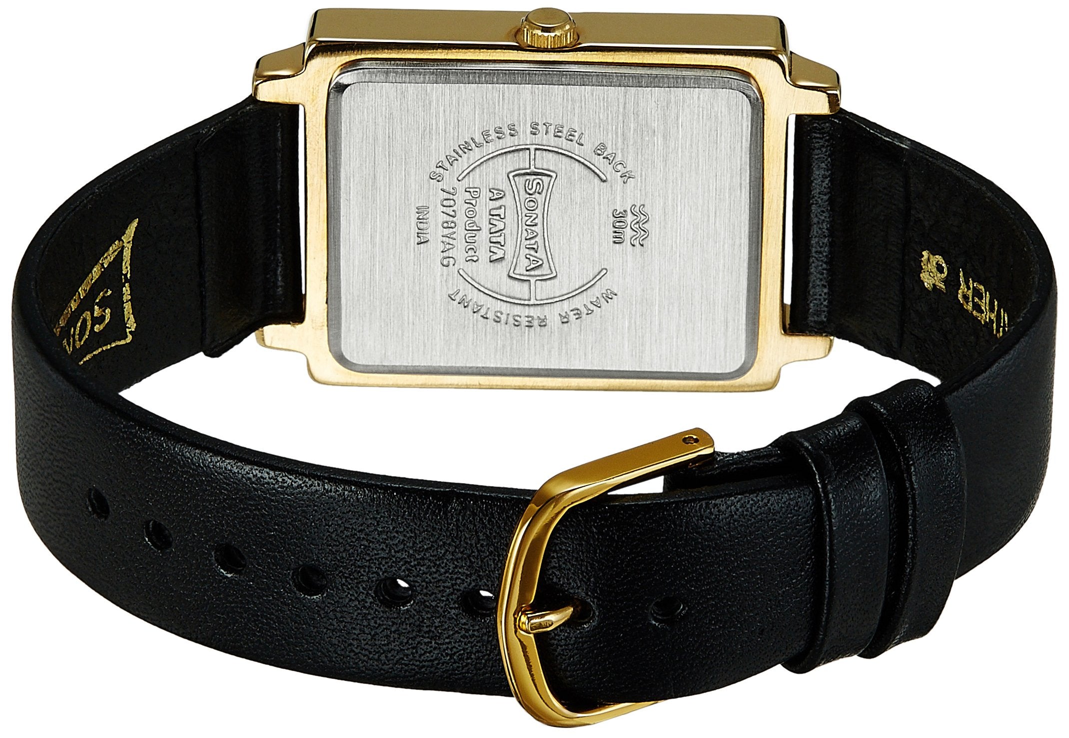 Sonata Analog Gold Dial MenS Watch - 7078Yl04