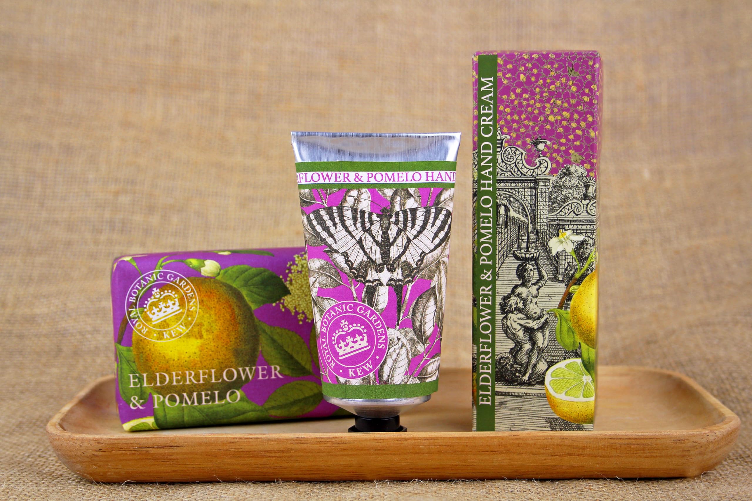 The English Soap Company Royal Botanical Gardens Kew Wrapped Soap Bar, Luxury Elderflower Shea Butter Soap Bar, Moisturising Soa