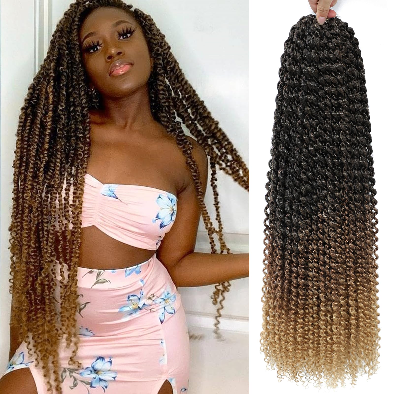 Passion Twist Hair 30 Inch 8 Packs Water Wave Crochet Hair Curly Braiding Hair For Butterfly Locs Long Bohe Crochet Braids (30 I