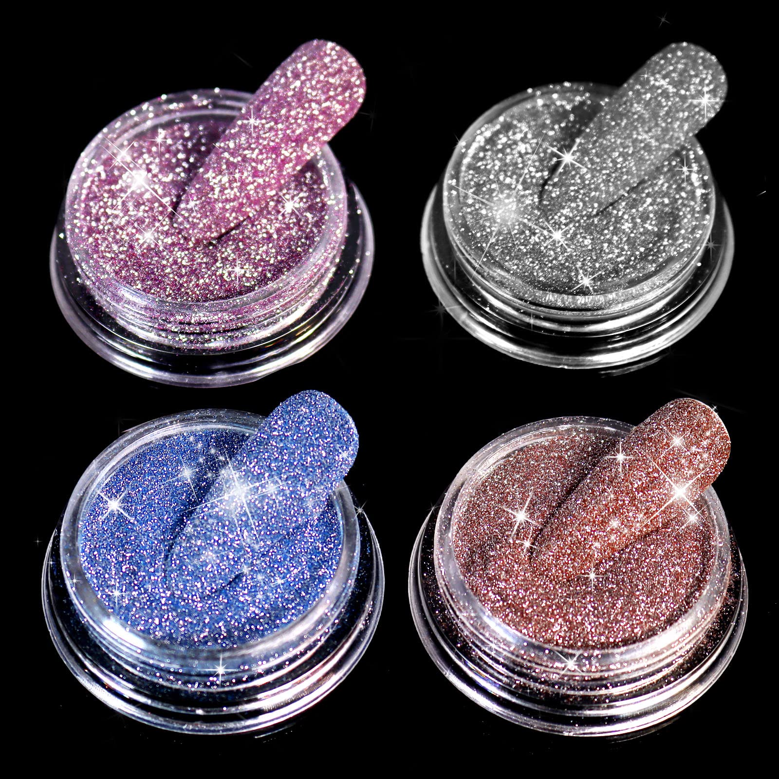 Allstarry Diamond Nail Glitter 4 Colors Sparkling Korea Reflective Glitter Diamond Dust Shiny Powder Pigment Craft Sequins Nail 