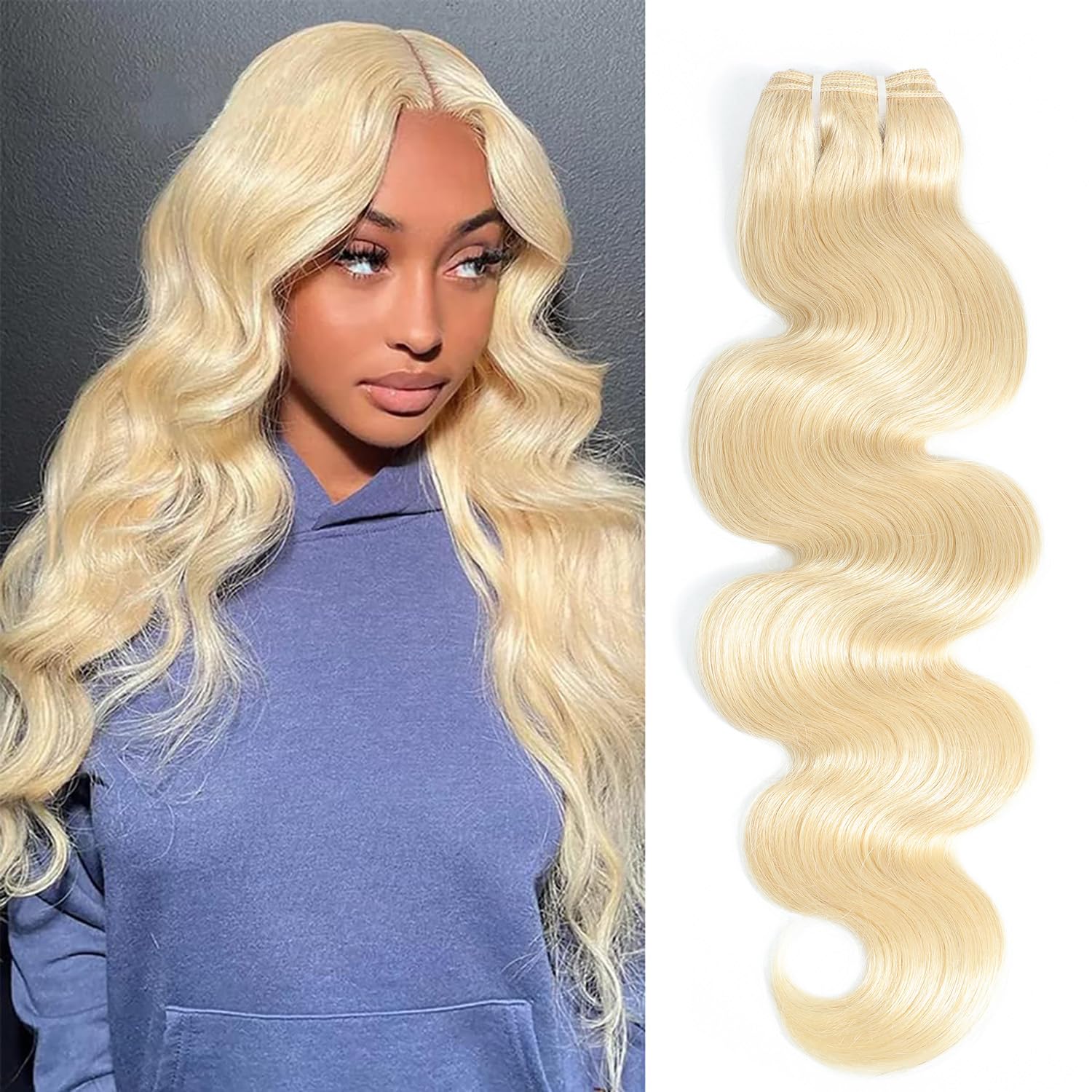 613 Bundle Blonde Body Wave Bundle Human Hair 12 Inch Single Bundle One Bundle 100% Unprocessed 12A Brazilian Virgin Human Hair 
