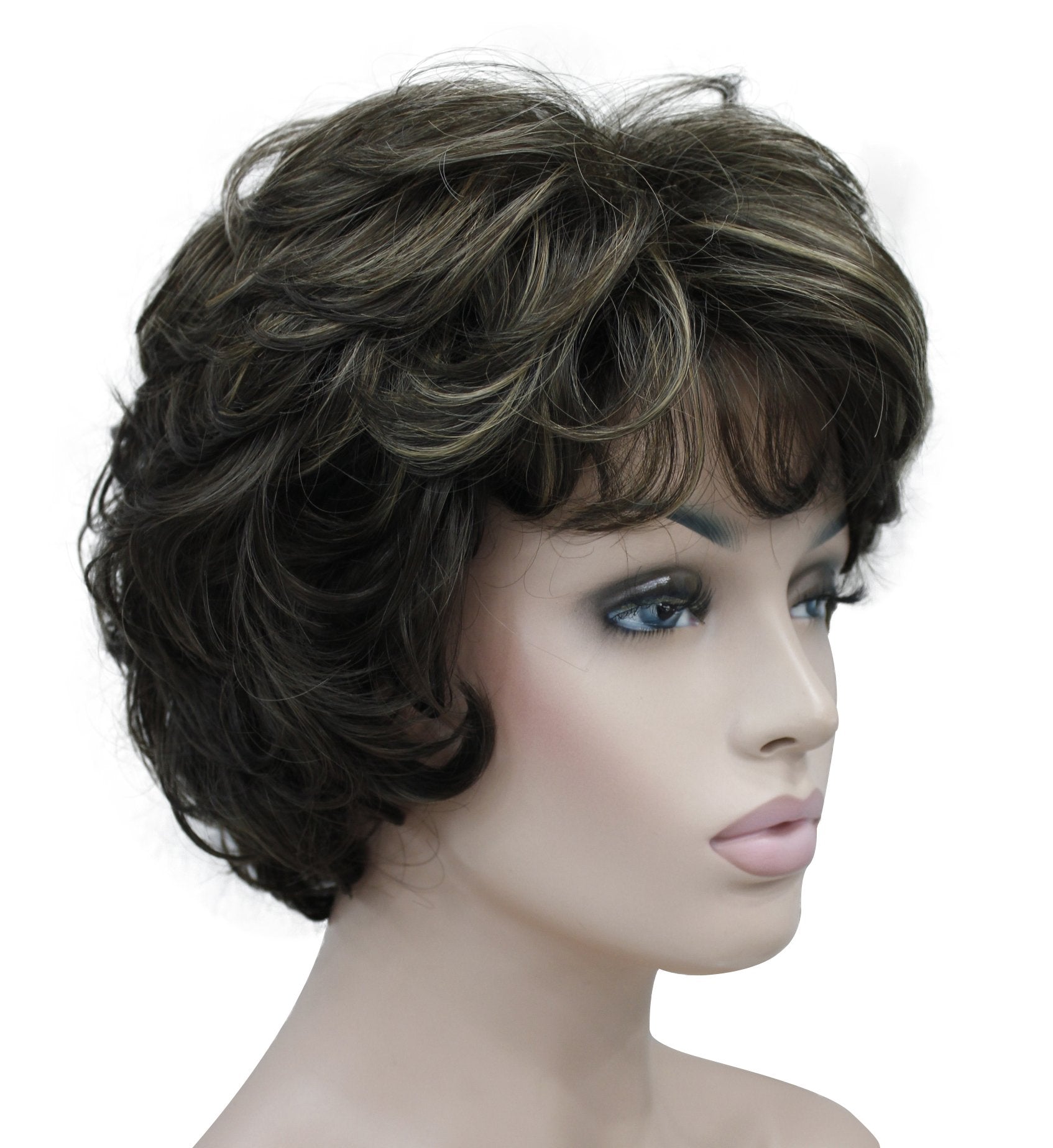 Lydell Women'S Short Curly Wavy Wig Synthetic Hair Full Wig 6 Inches (8Tt124)