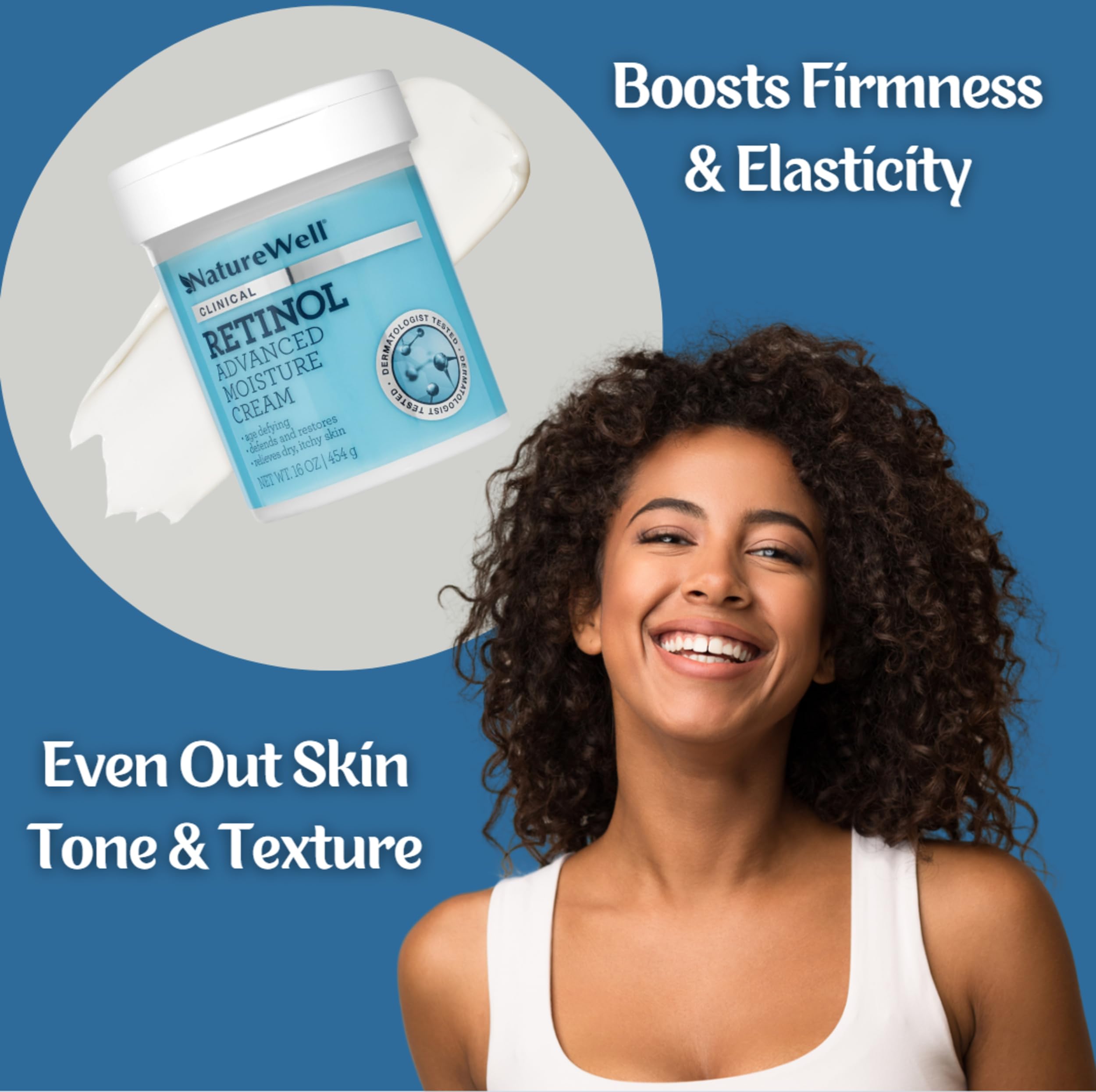 Nature Well Clinical 2.0 Retinol Advanced Moisture Cream For Face, Body, & Hands, Boosts Skin Firmness, Enhances Skin Tone, No G