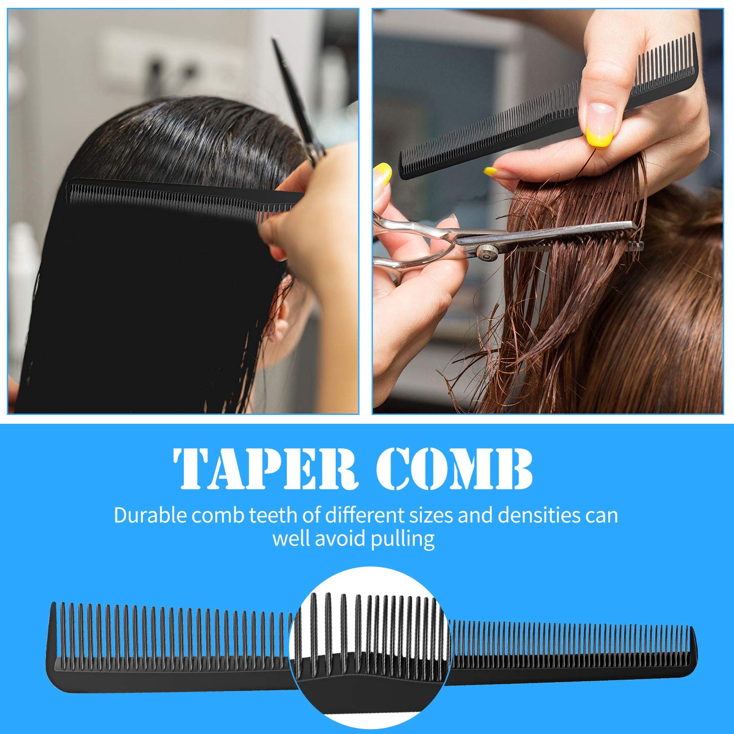 6 Pieces Taper Comb Carbon Fiber Salon Hairdressing Comb Fine And Wide Tooth Comb Heat Resistant Tapering Barber Comb For Men An