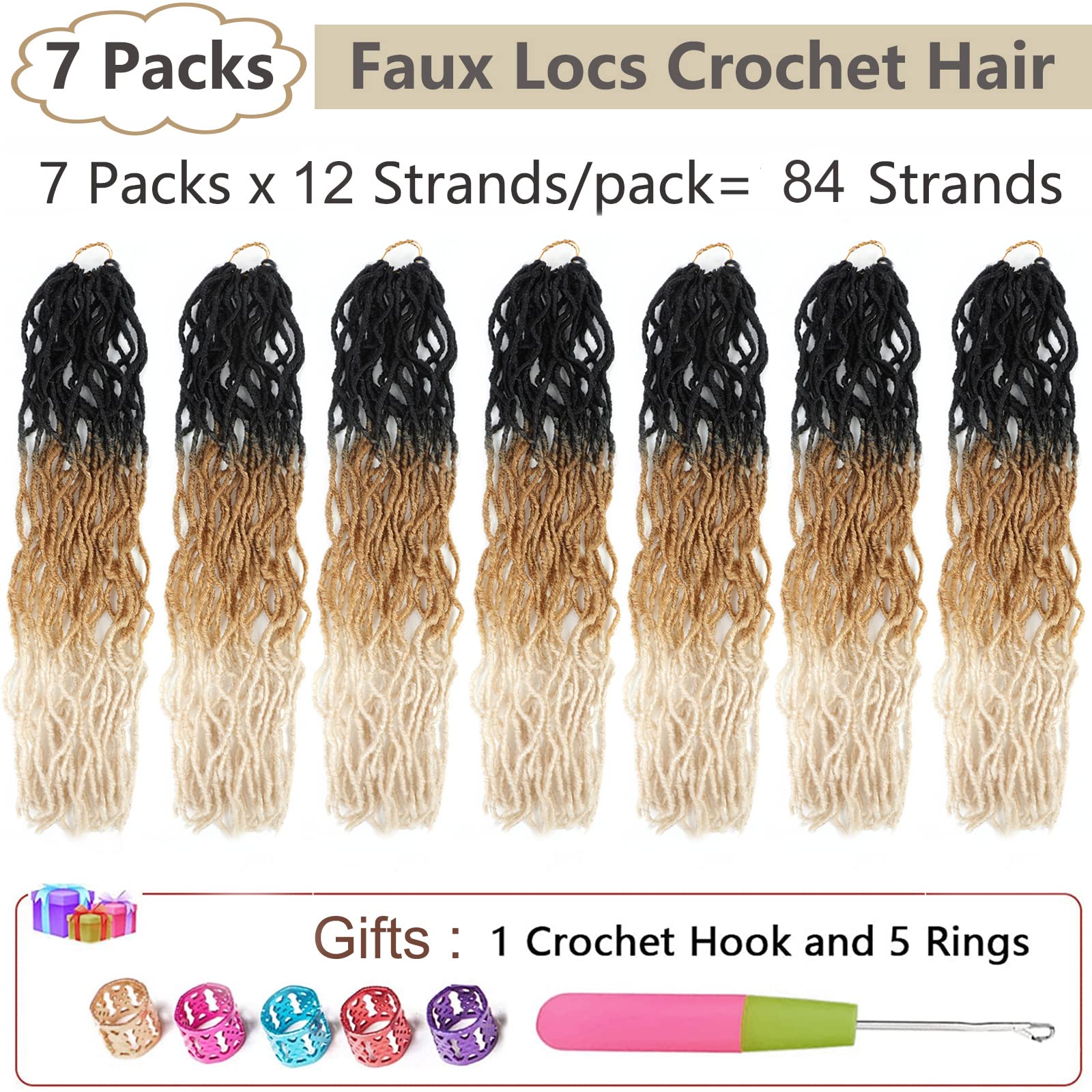 Ombre Faux Locs Crochet Hair Soft Locs 30 Inch 7 Packs Long Black Crochet Locs For Natural Butterfly Locs Crochet Hair For Women
