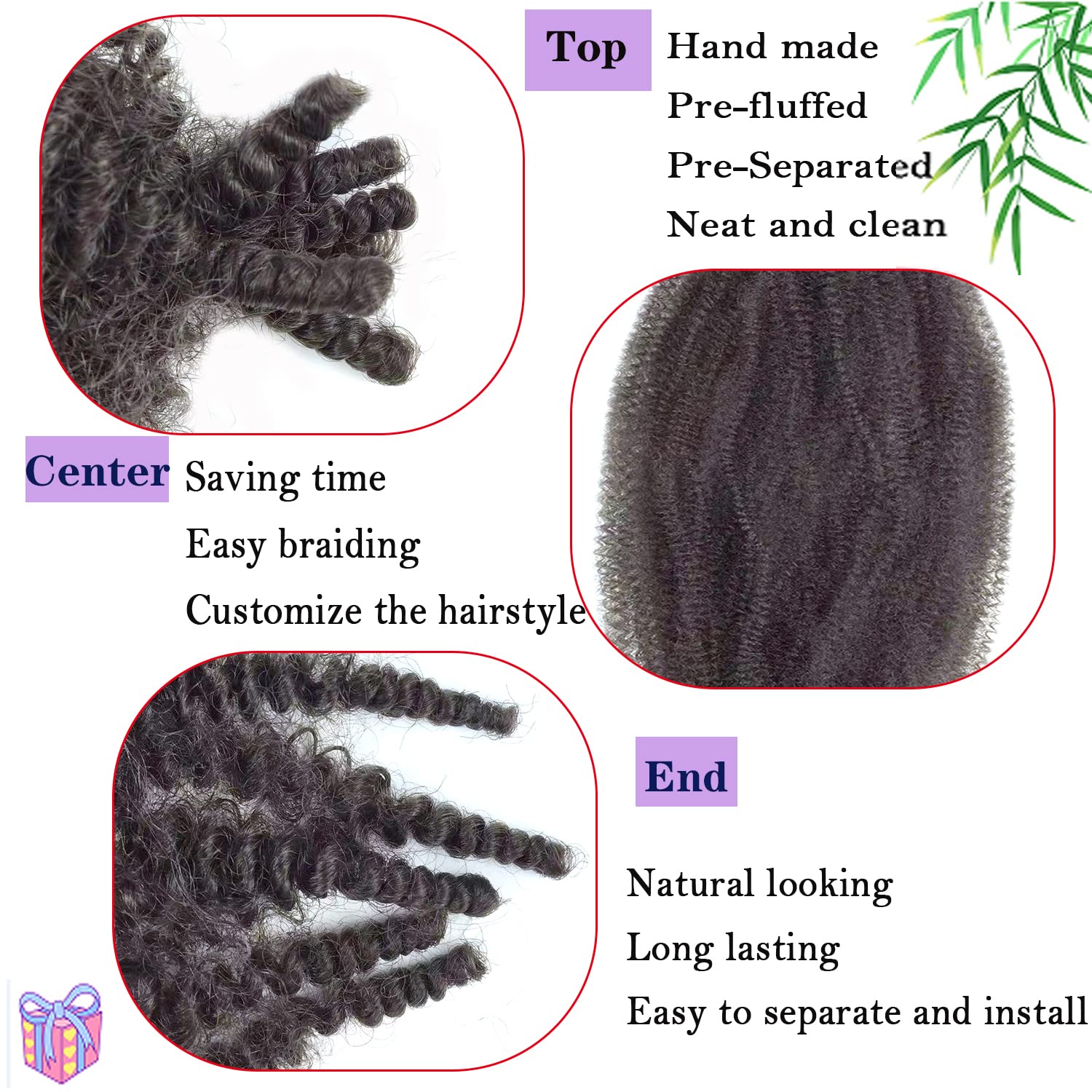 12 Inch Wrapping Hair For Soft Locs 8 Packs Pre-Separated Springy Afro Twist Hair,Marley Hair For Soft Locs Kinky Afro Twist Cro