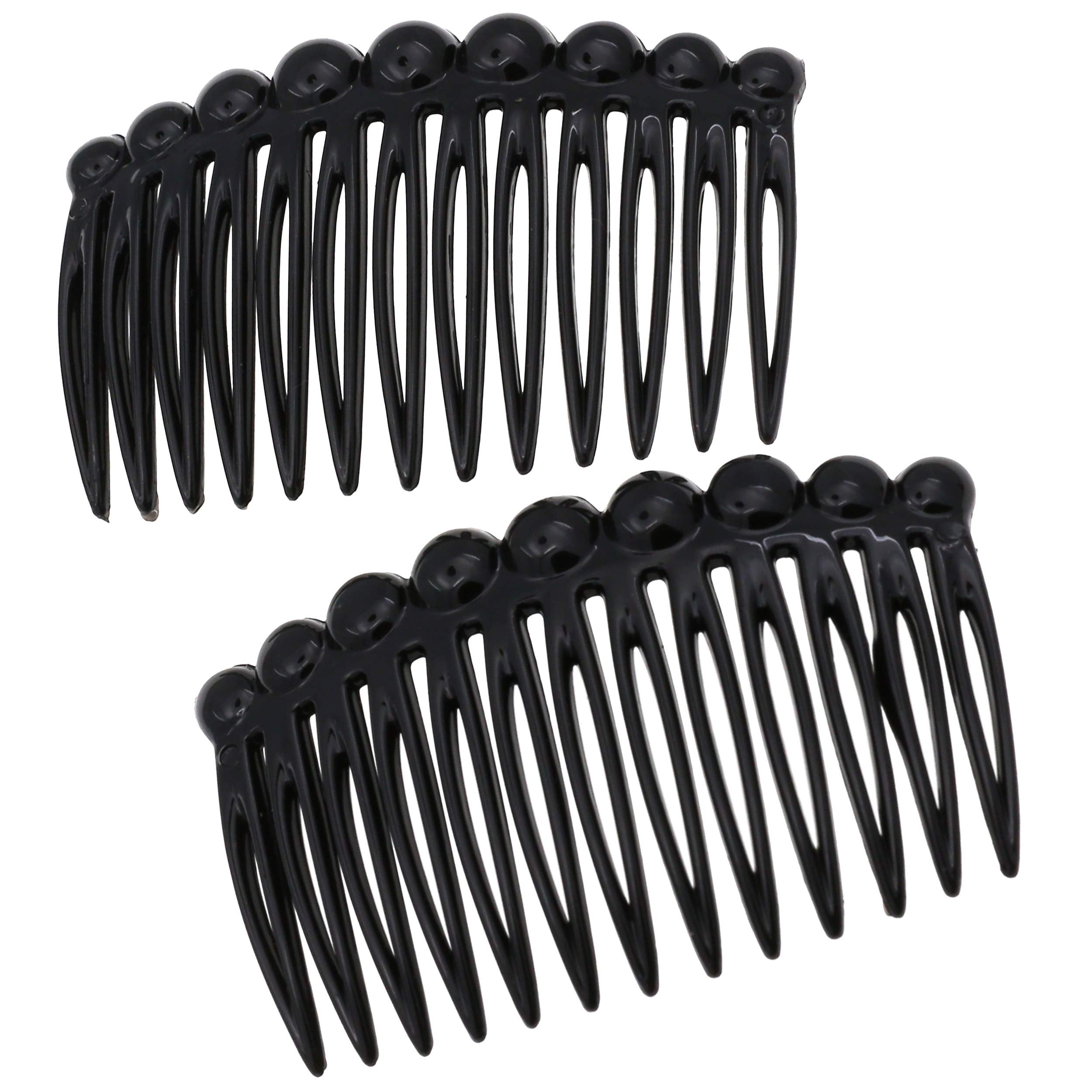 Camila Paris CP2869/2 French Hair Side Comb Small Rounded, Black French Twist Hair Combs Decorative, Strong Hold Hair Clips for 
