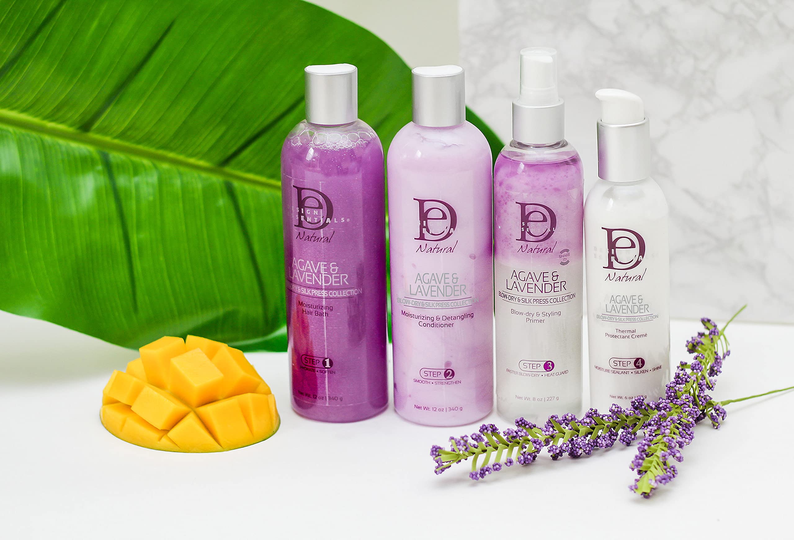Design Essentials Agave & Lavender Moisturizing Hair Bath, Sulfate-Free Shampoo, 12oz, Blow-Dry & Silk Press Collection