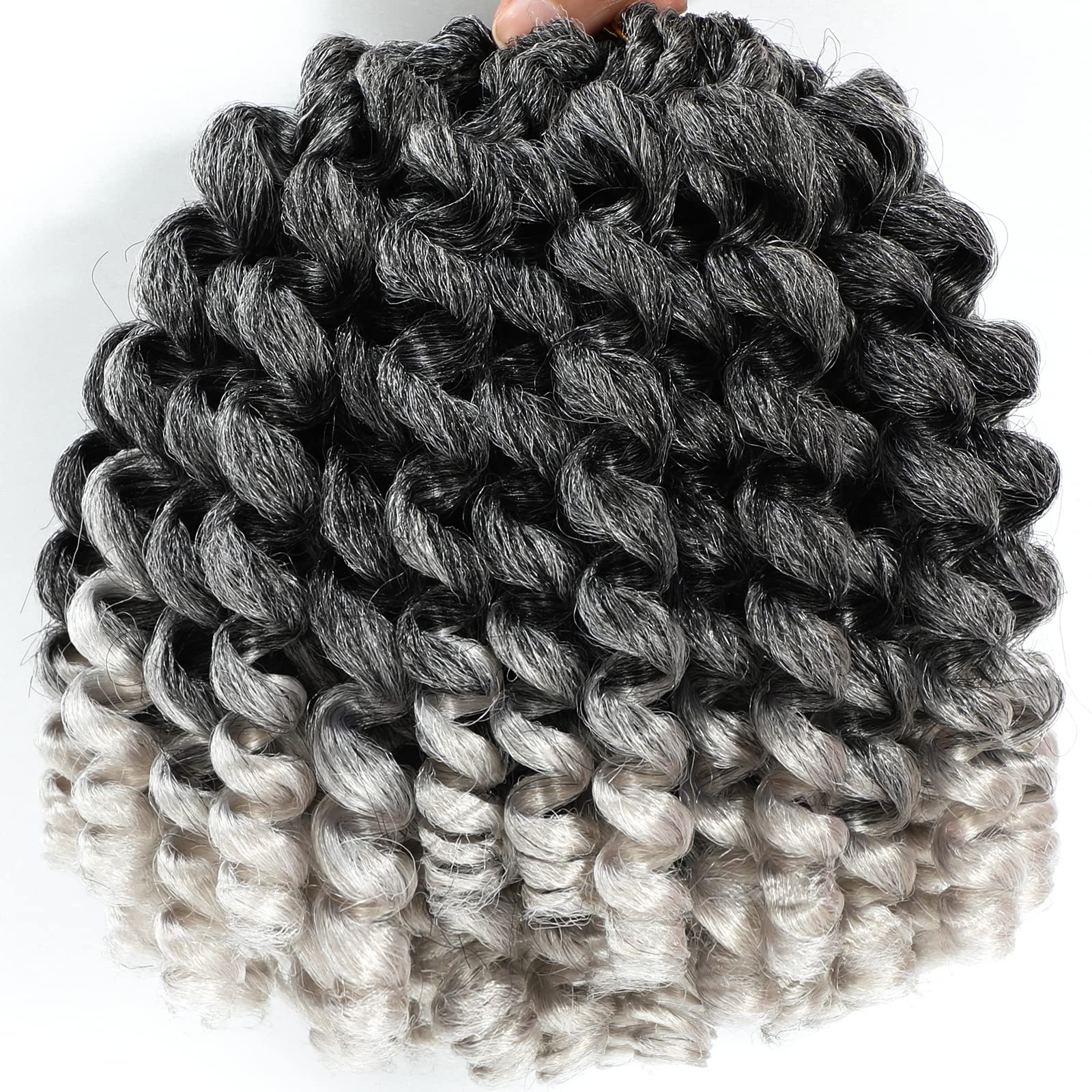 2X Ringlet Wand Curl Jamaican Bounce 3 Packs Silver Grey 8 Inch Synthetic Crochet Hair Extensions Short Crochet Braiding Hair 20
