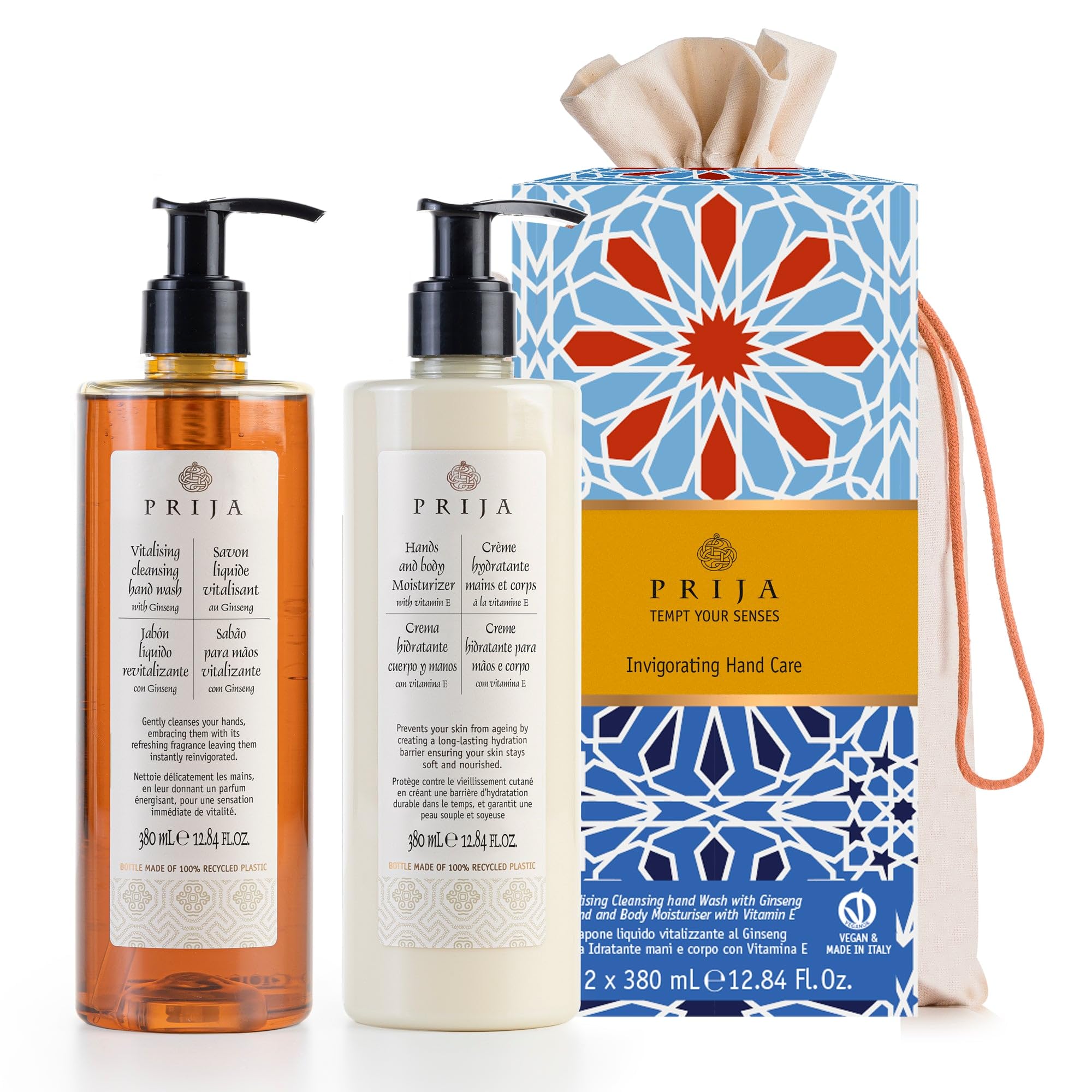 Prija Everyday Treatment Gift Pack (Contains Vitalizing Cleansing Hand Wash with Ginseng and Hands and Body Moisturizer with Vit
