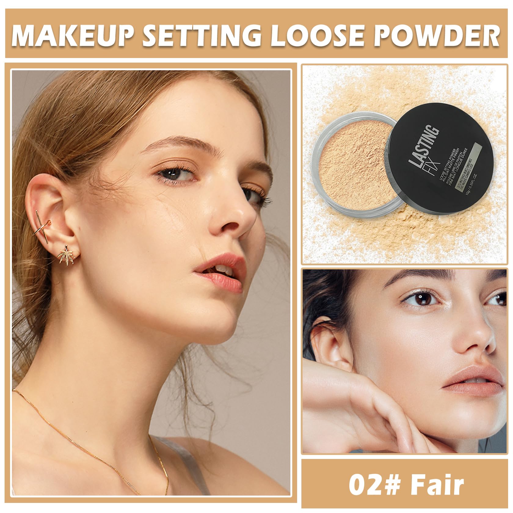 IONSGAKO Pink Translucent Setting Powder Shimmer Glitter Loose Setting Powder Oil Control Matte Finishing Setting Face Powder Ma