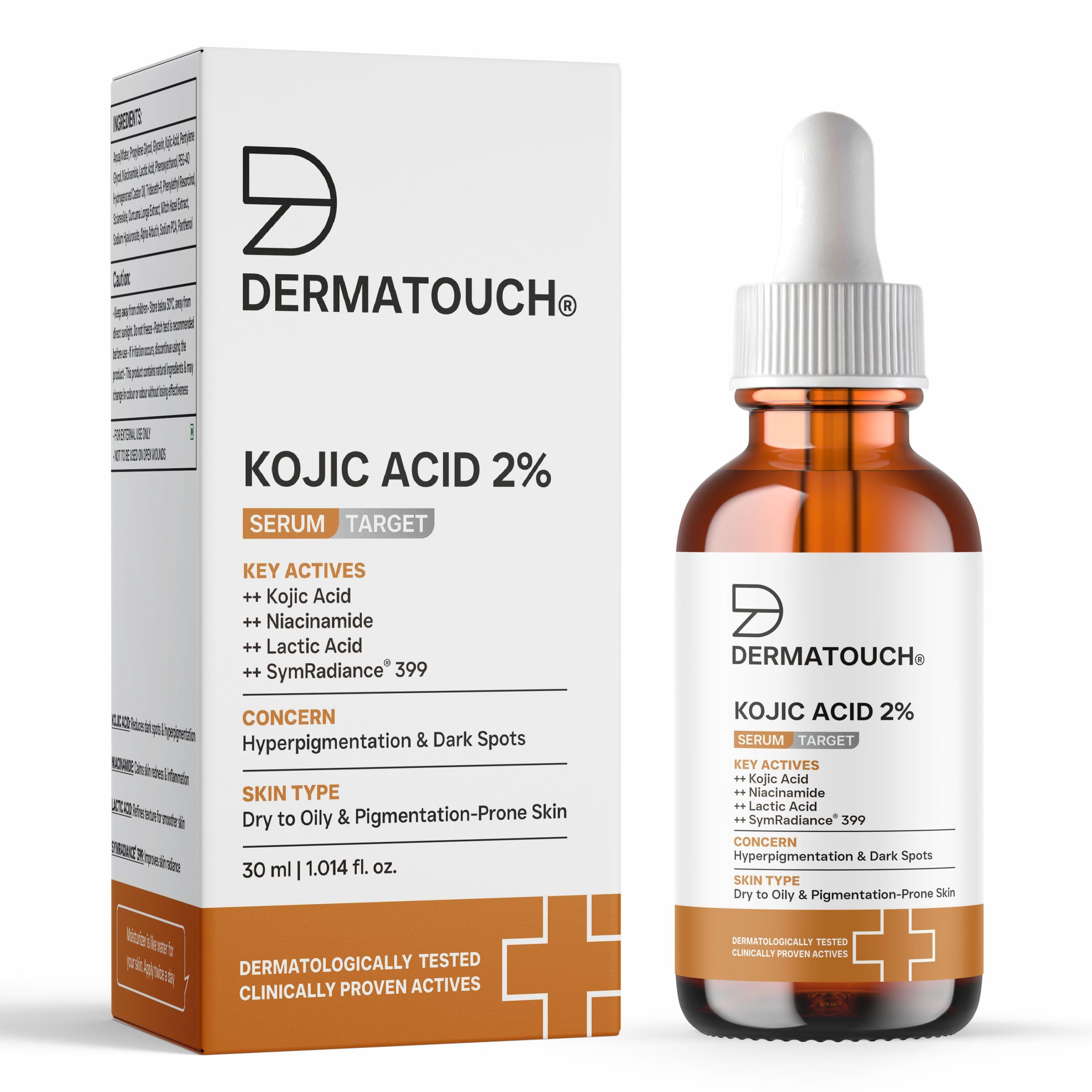 Dermatouch Kojic Acid 2% Serum | Best For Hyperpigmentation, Uneven Skin Tone & Dark Spots | For Both Men & Women | 30Ml