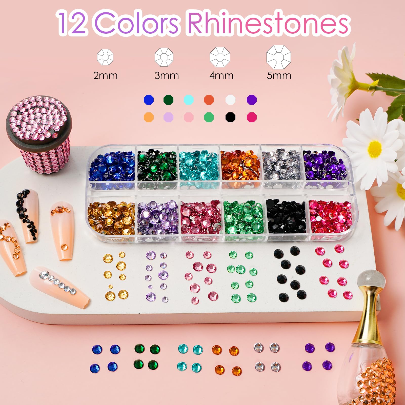 Canvalite Rhinestones For Face Colorful Face Gems Face Jewels Ab & Clear Eye Hair Nail Gems Rhinestones With Quick Dry Makeup Gl