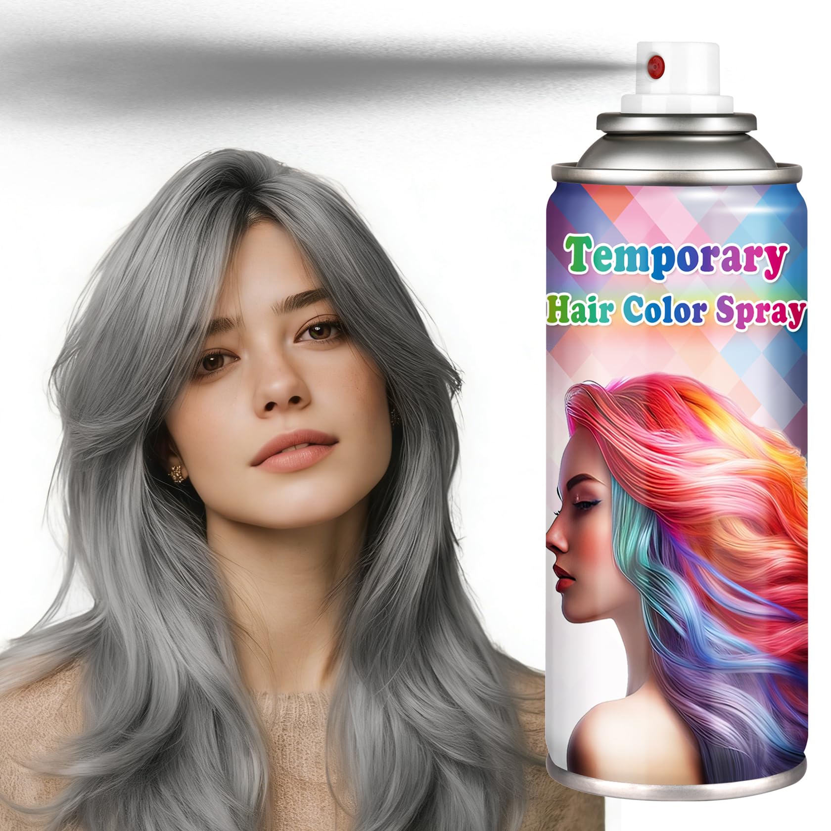 UAOE Grey Hair Spray Color Temporary,Temporary Hair Dye,120ML (Gray)