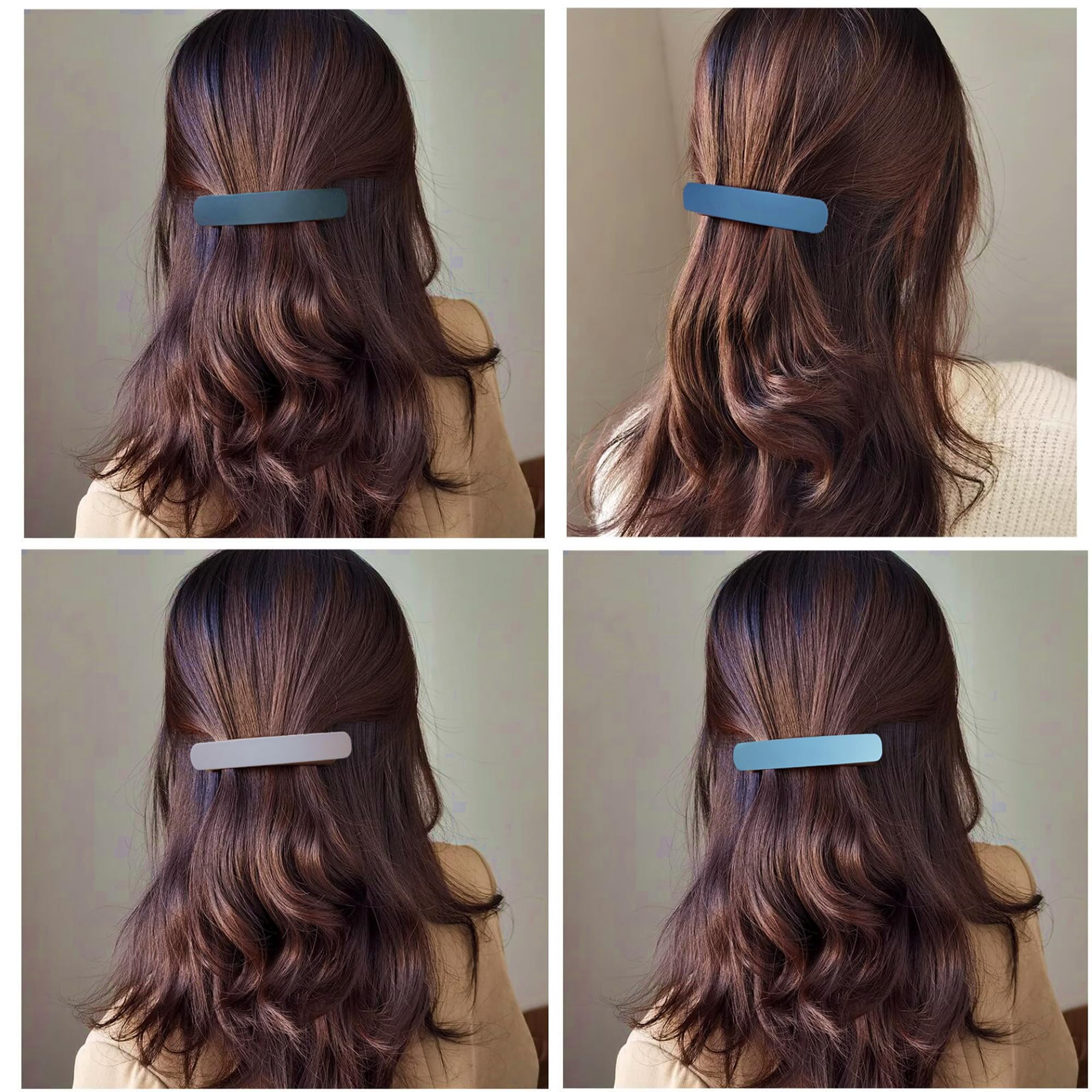 Fsmiling Medium Hair Barrettes For Women,4Pcs Matte Hair Barrette,Automatic Hair Clips Barrettes For Women Thick Hair