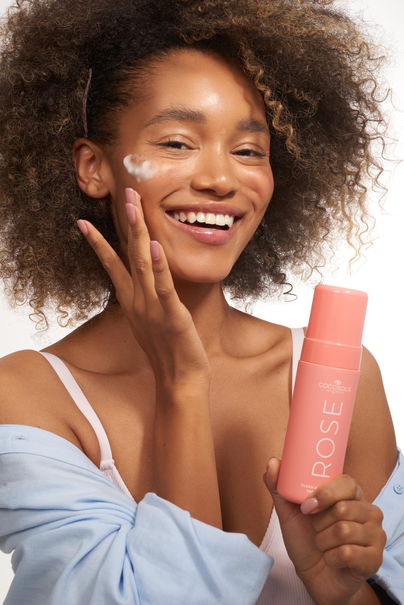 COCOSOLIS Rose Clean & Hydrate Face Foam Deep Pore Facial Cleansing Foam with Moisturising Hyaluronic Acid and Glycerine