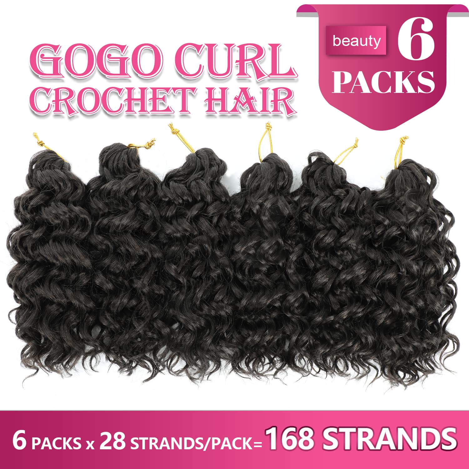 Gogo Curl Crochet Hair 8 Inch 6 Packs Short Curly Crochet Hair For Black Women Beach Curl Water Wave Curly Crochet Braids Hair,